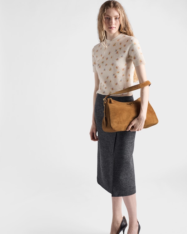 Prada Aimèe large suede shoulder bag - Cinnamon Prada Aimèe large suede shoulder bag - Cinnamon