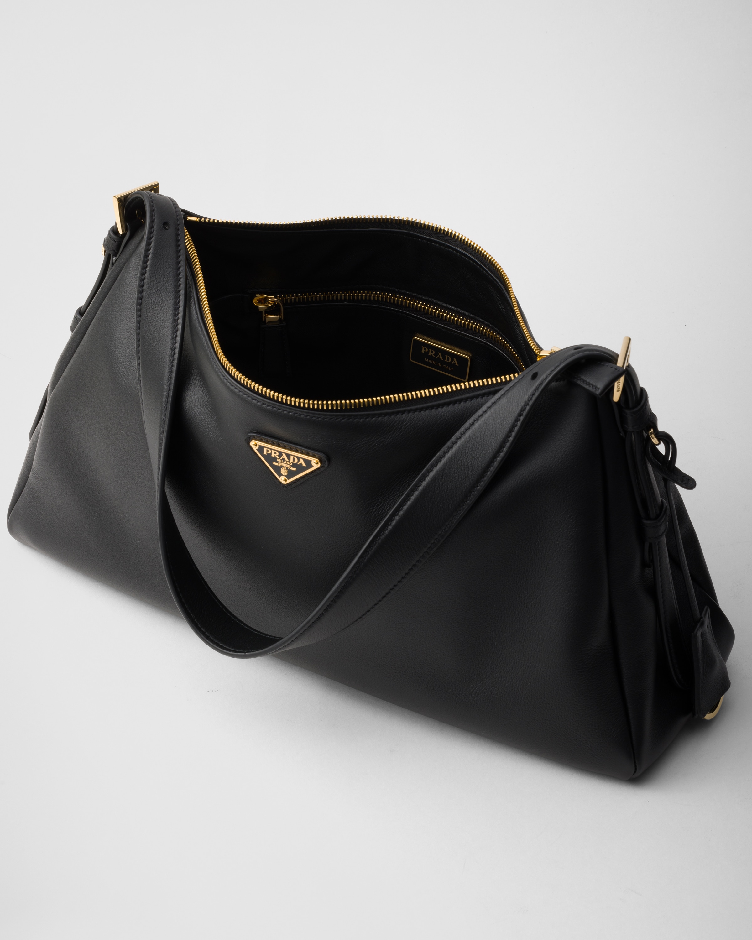Black Prada Aimee Large Leather Shoulder Bag PRADA