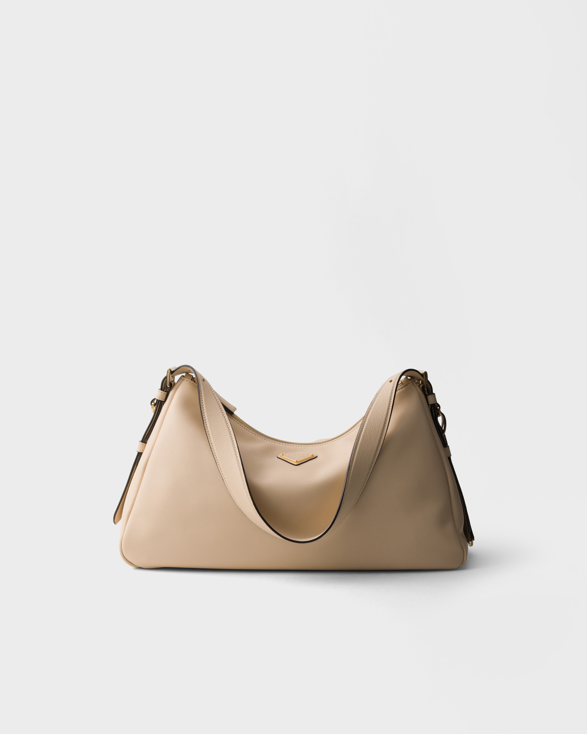 Prada Aimée Large Leather Shoulder Bag, Woman, Travertine