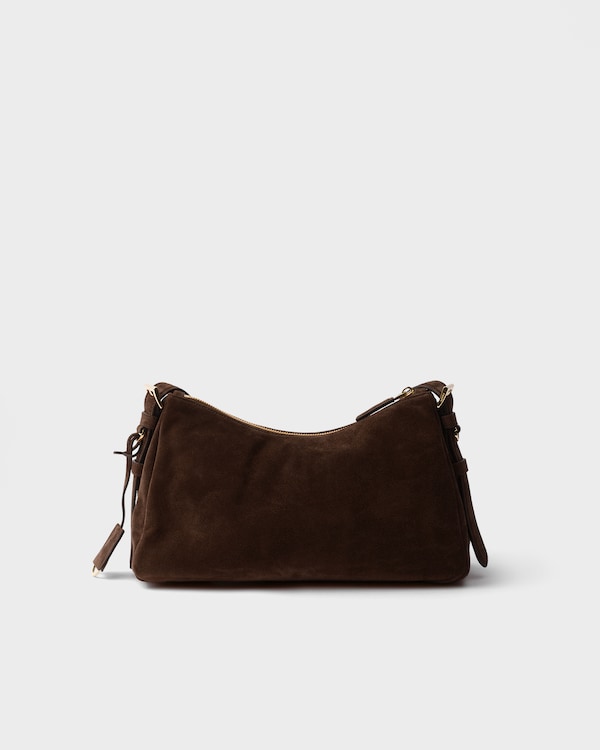 Prada Aimée medium suede shoulder bag - Dark Brown Prada Aimée medium suede shoulder bag - Dark Brown