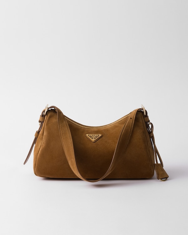 Black Small Re-Nylon and leather shoulder bag | PRADA