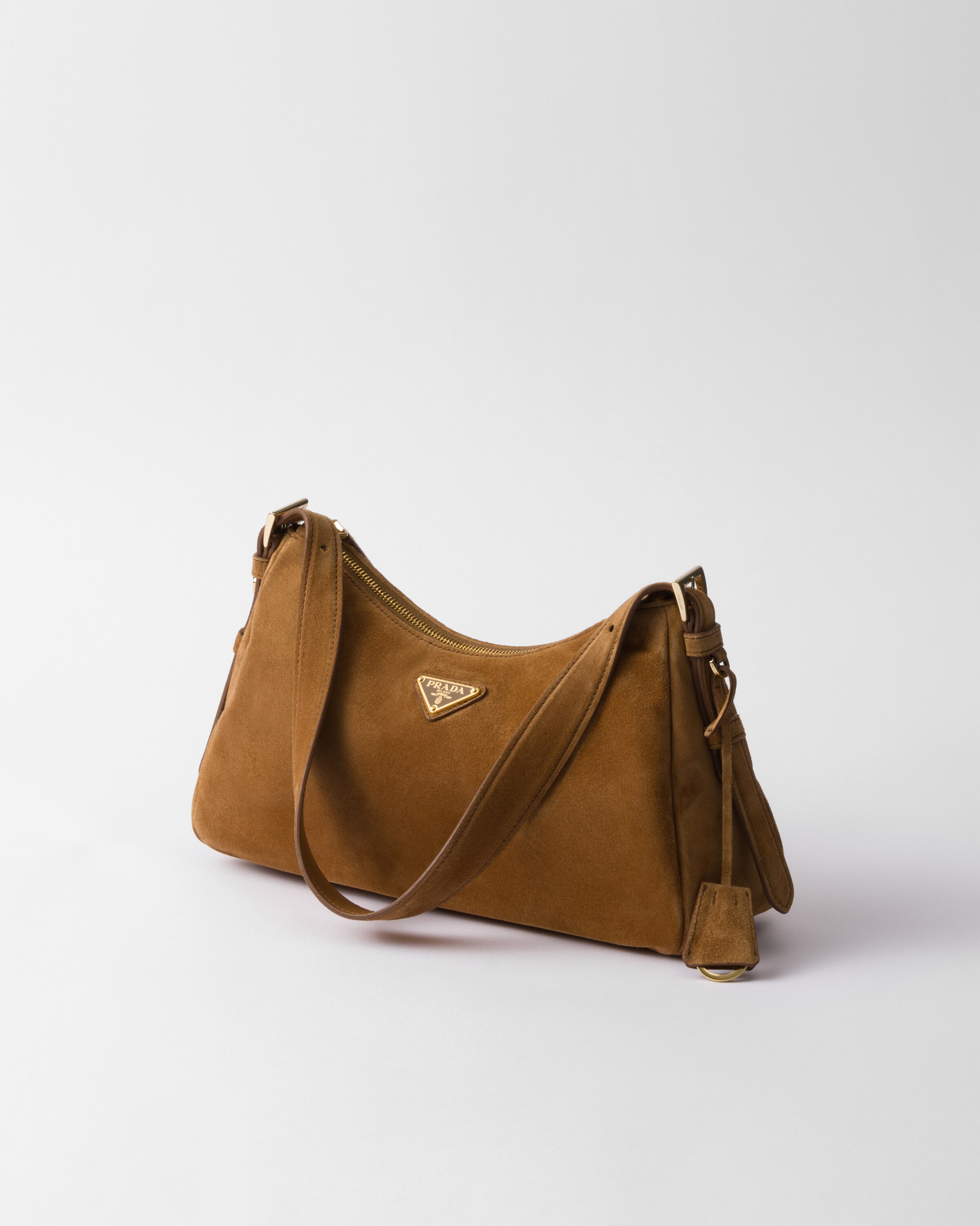 Prada Medium Aimée Suede Shoulder Bag In Cinnamon