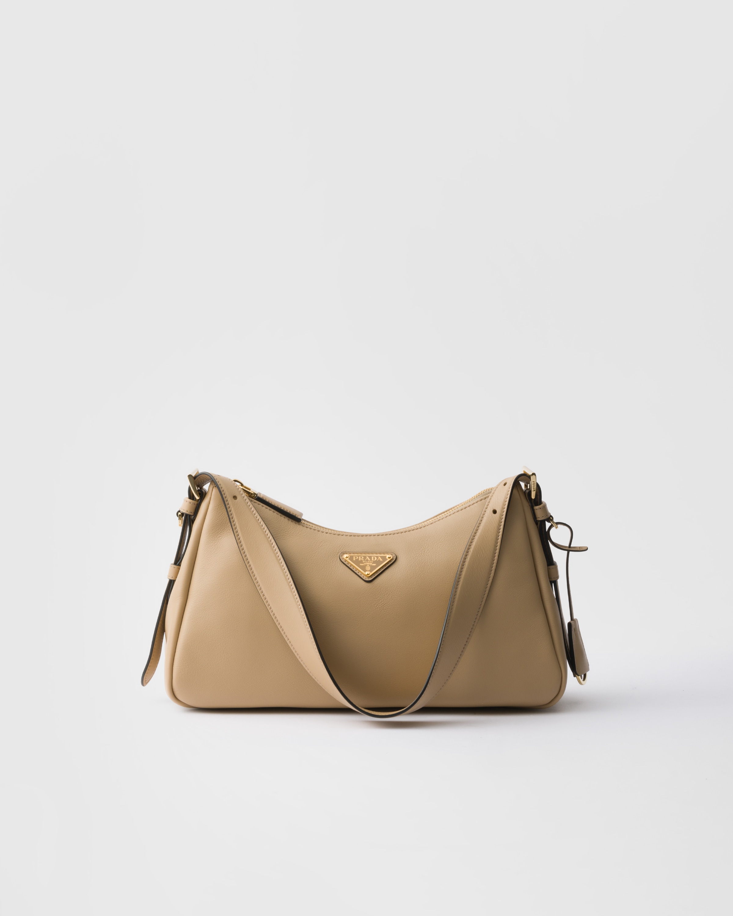 Prada Aimée Grosse Schultertasche Aus Leder In Sand