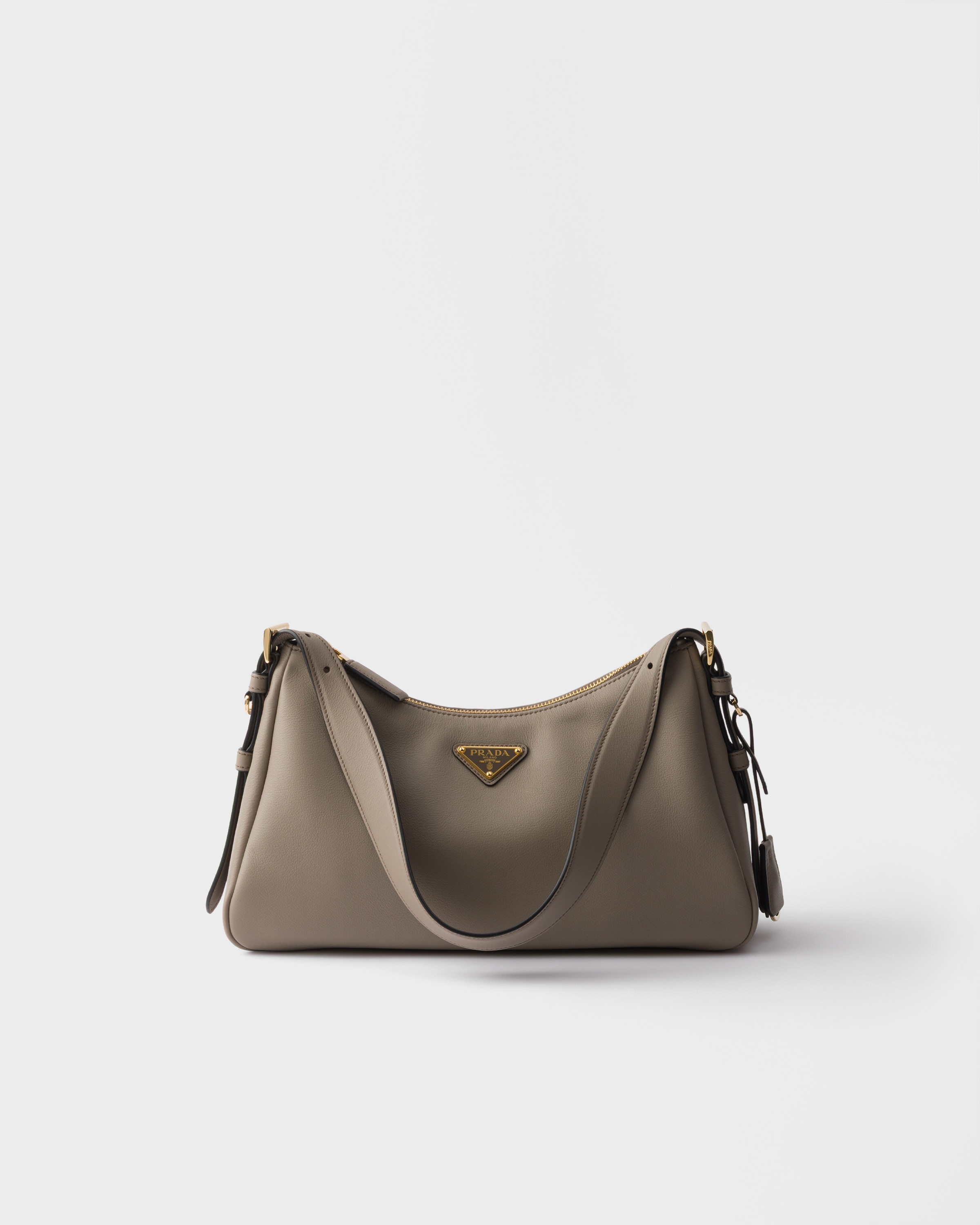 Prada Aimée Medium Leather Shoulder Bag, Woman, Clay