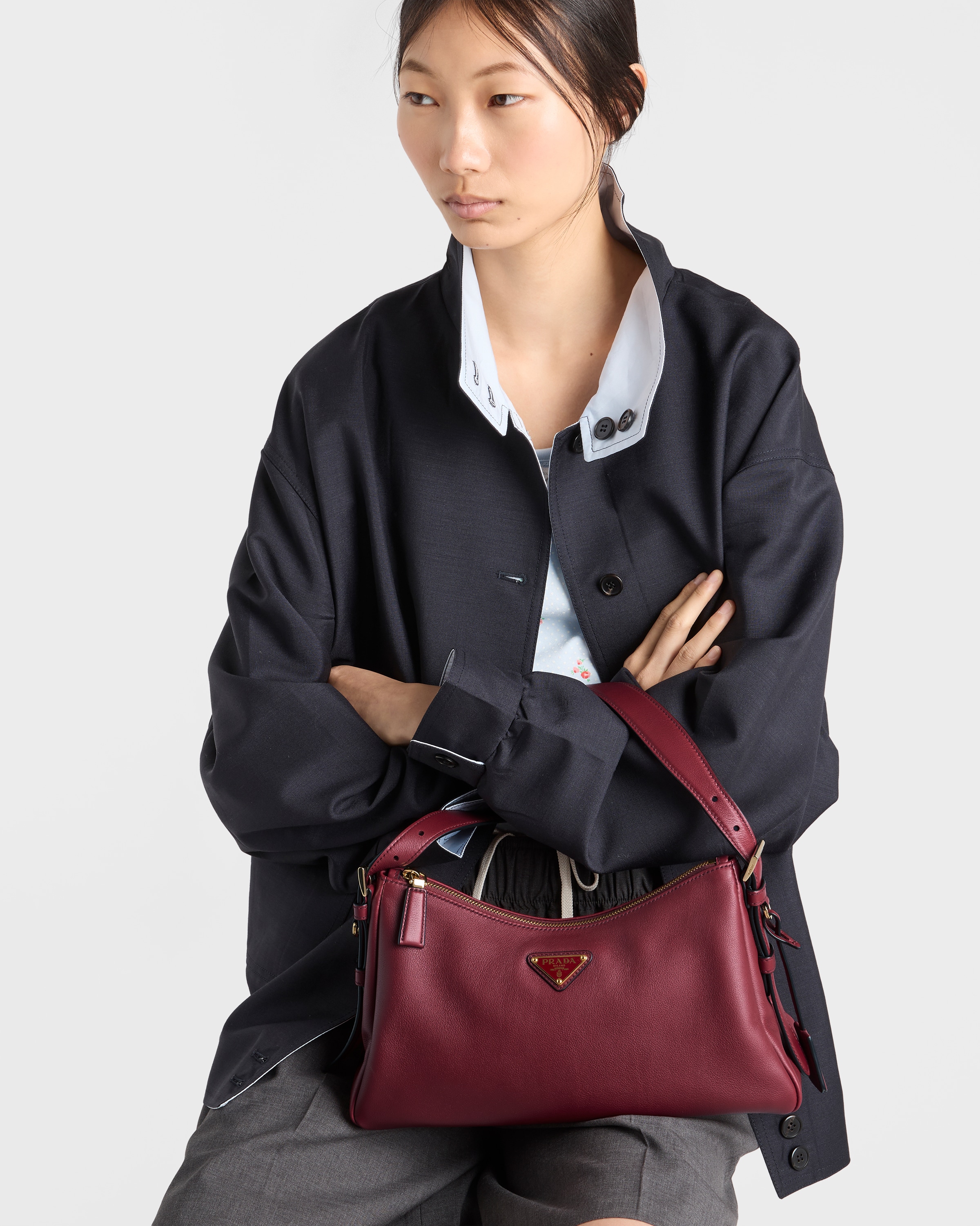 バッグ PRADA CRIMSON STRIPE LEATHER HAND BAG Crimson Prada Aimée medium leather shoulder bag | PRADA - United
