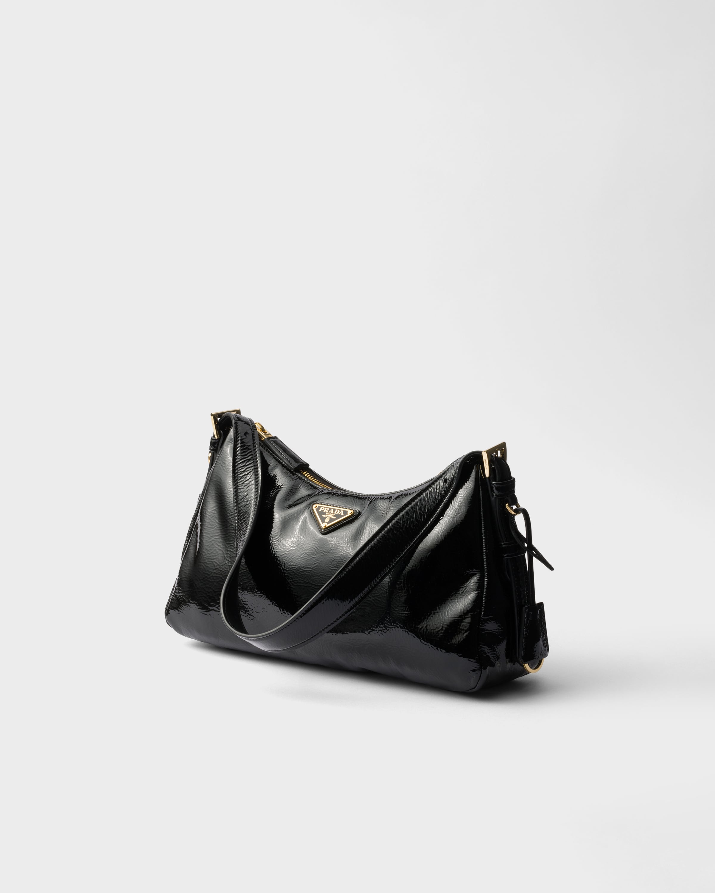 Black Prada Aimée Medium Naplak Leather Shoulder Bag | PRADA