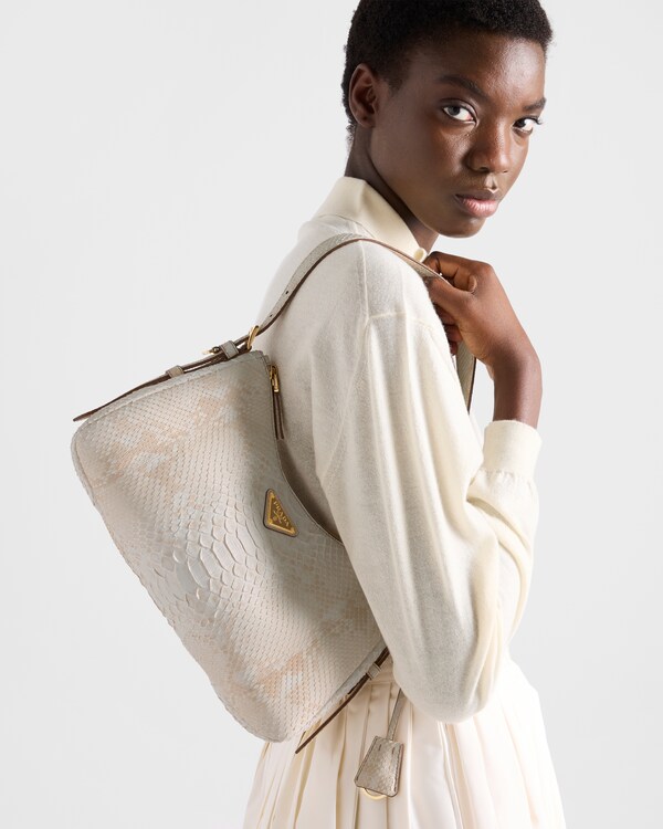 Prada Aimèe medium python leather shoulder bag - Sand Beige Prada Aimèe medium python leather shoulder bag - Sand Beige