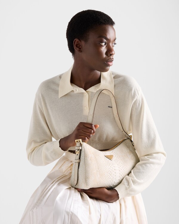 Prada Aimèe medium python leather shoulder bag - Sand Beige Prada Aimèe medium python leather shoulder bag - Sand Beige