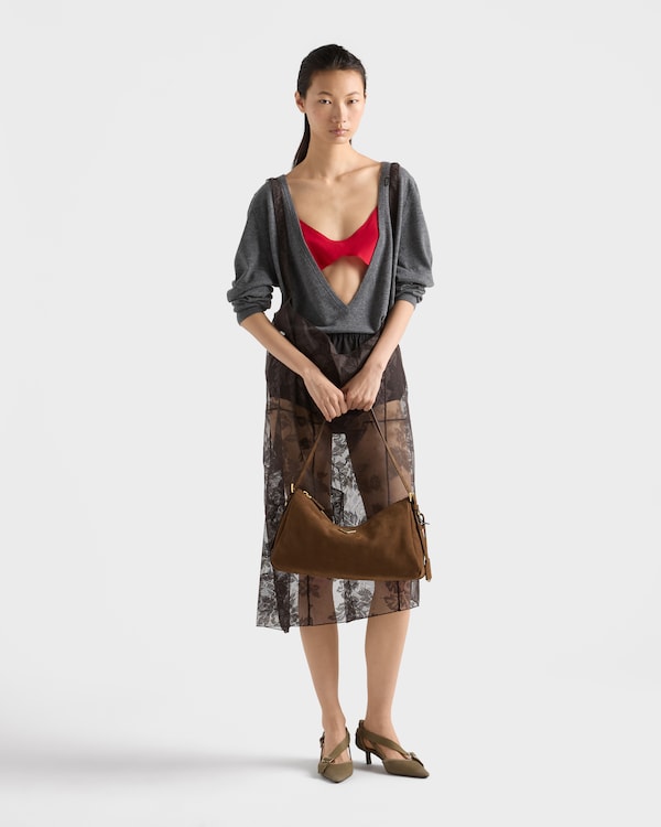 Prada Aimée large nubuck leather shoulder bag - Cocoa Brown Prada Aimée large nubuck leather shoulder bag - Cocoa Brown