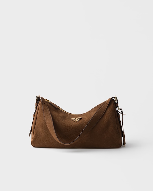 Prada Aimée large nubuck leather shoulder bag - Cocoa Brown Prada Aimée large nubuck leather shoulder bag - Cocoa Brown