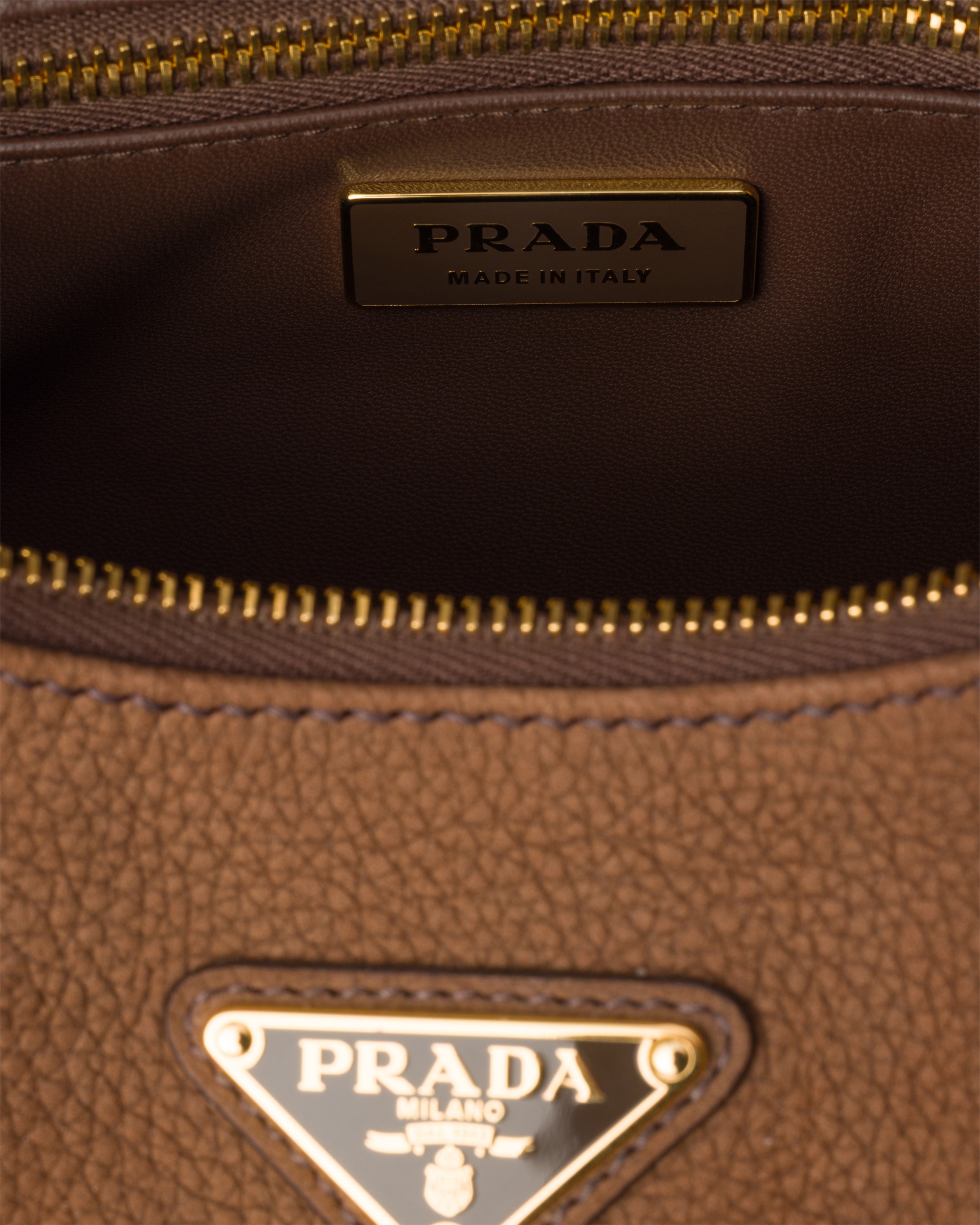 Cocoa Brown Prada Aimée large nubuck leather shoulder bag | PRADA