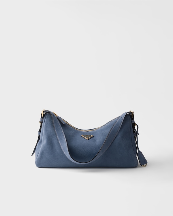 Prada Aimée large nubuck leather shoulder bag - Aviation Blue Prada Aimée large nubuck leather shoulder bag - Aviation Blue