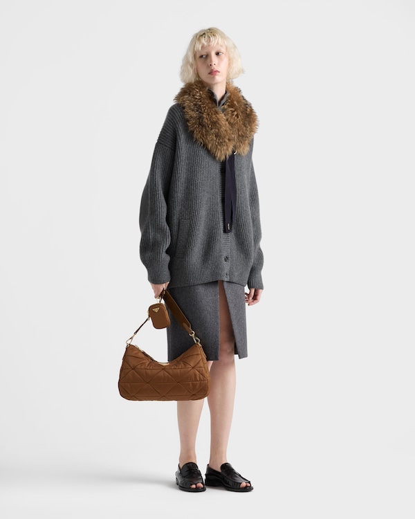 Large padded Re-Nylon bag - Brandy Large padded Re-Nylon bag - Brandy