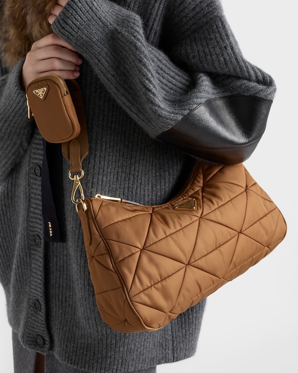 Large padded Re-Nylon bag - Brandy Large padded Re-Nylon bag - Brandy