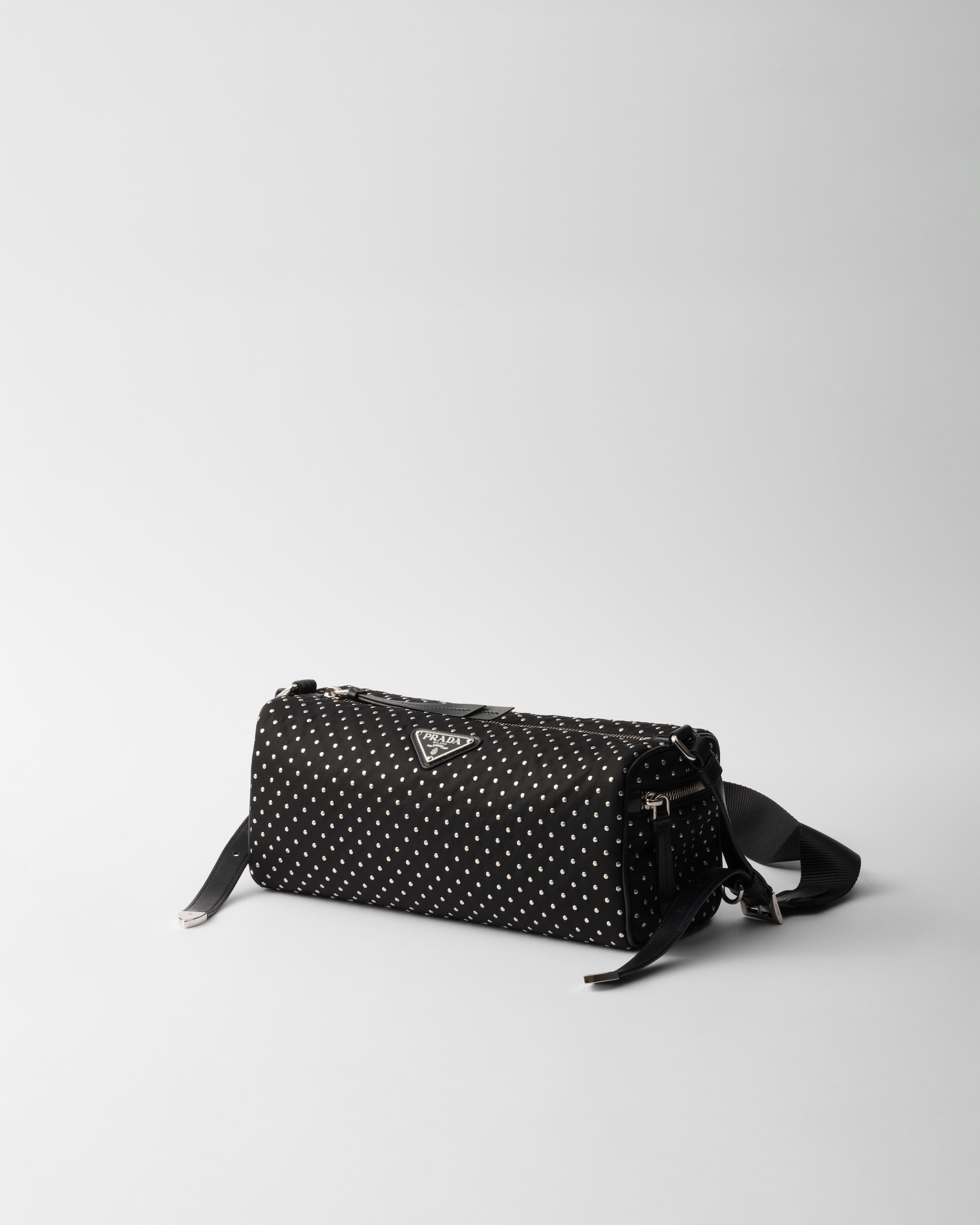 Black Re-Nylon Bag With Studs