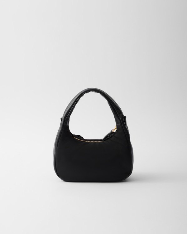 Mini Re-Nylon and nappa leather bag with bow - Black Mini Re-Nylon and nappa leather bag with bow - Black
