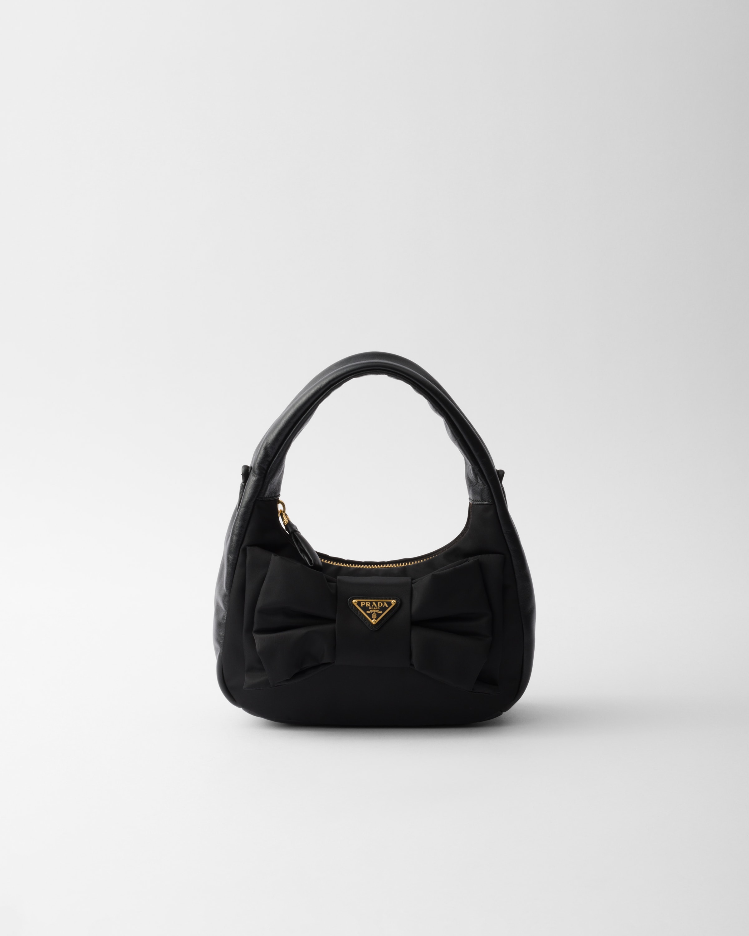 Black Re nylon And Nappa Leather Mini bag With Bow PRADA