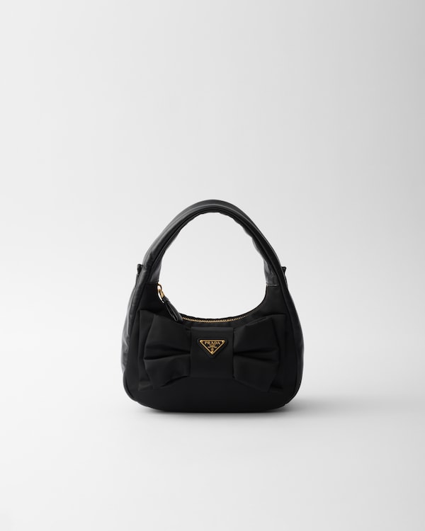 ブラック リボン付 パデッドRe-Nylon ミニバッグ | PRADA
