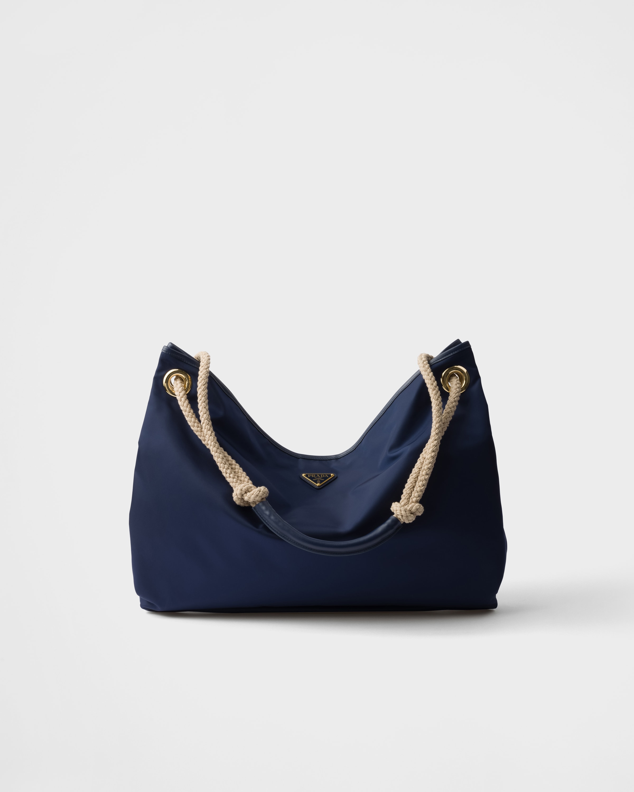 Grand Sac Porté Épaule Prada Mariner En Re-nylon, Femme, Bleu Baltique