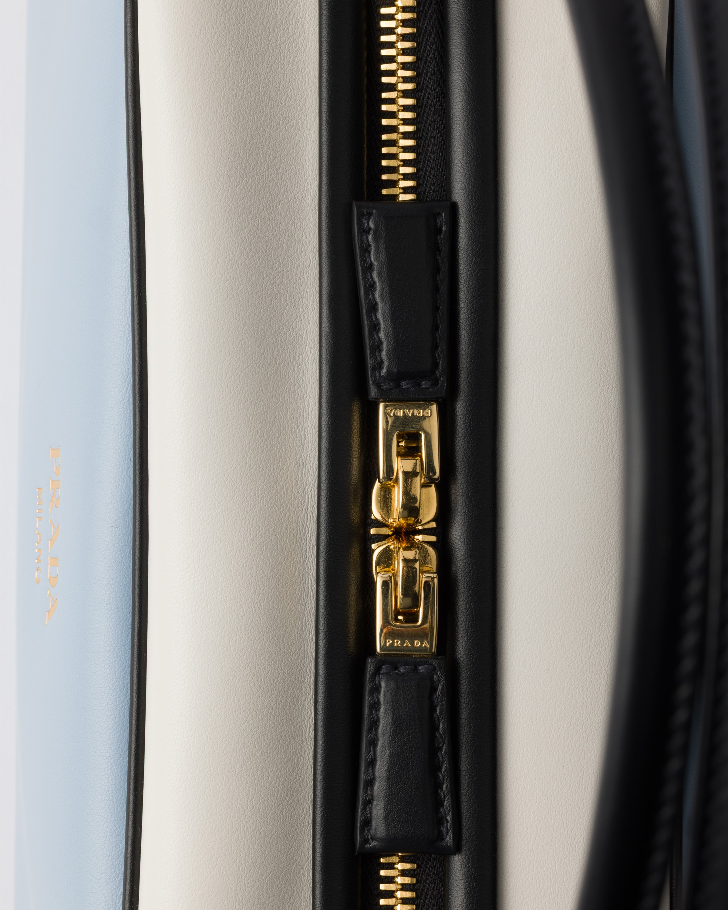 Celeste/white/black Prada Swing Smooth Leather Shoulder Bag