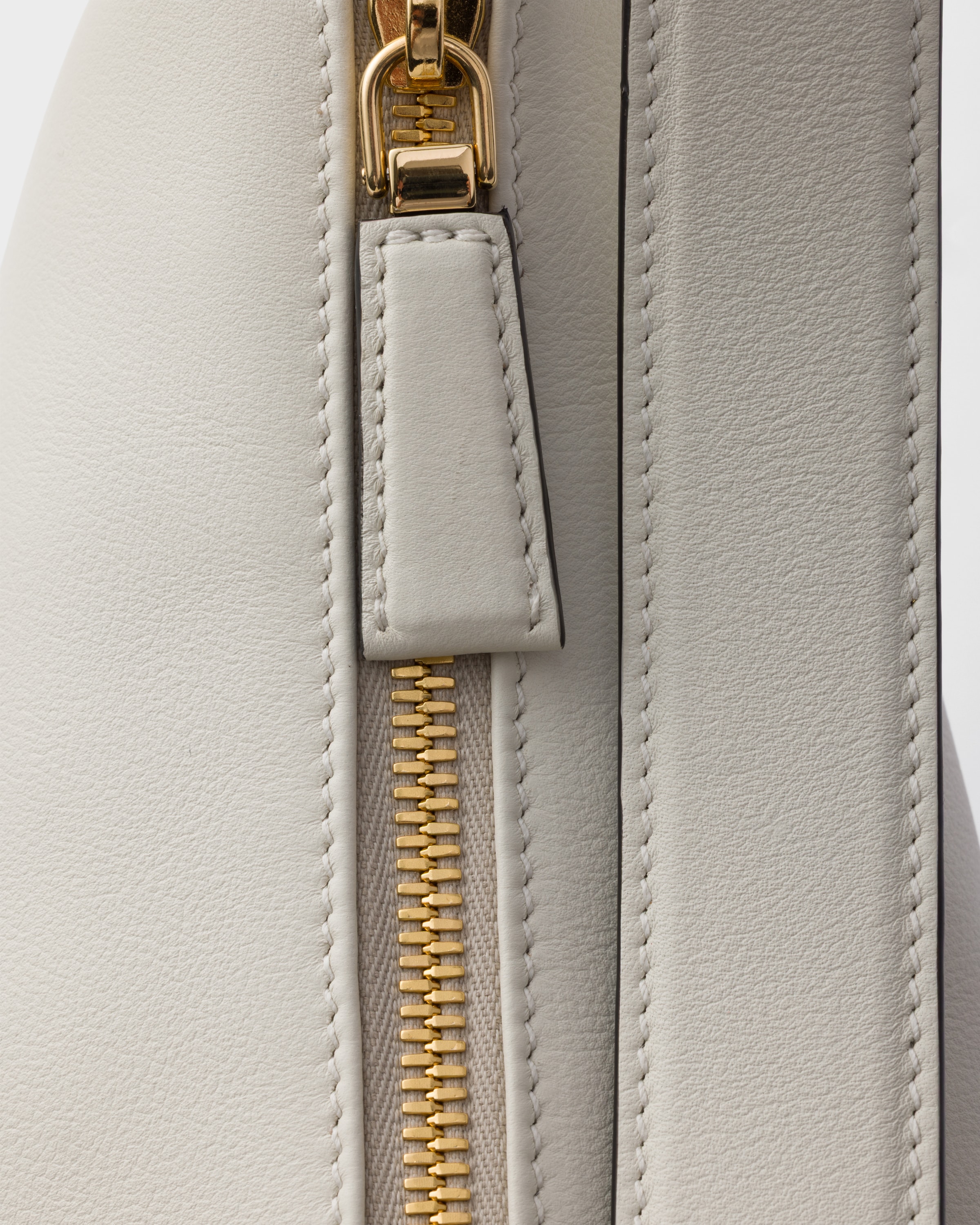 White Prada Demi-lune Large Leather Shoulder Bag | PRADA