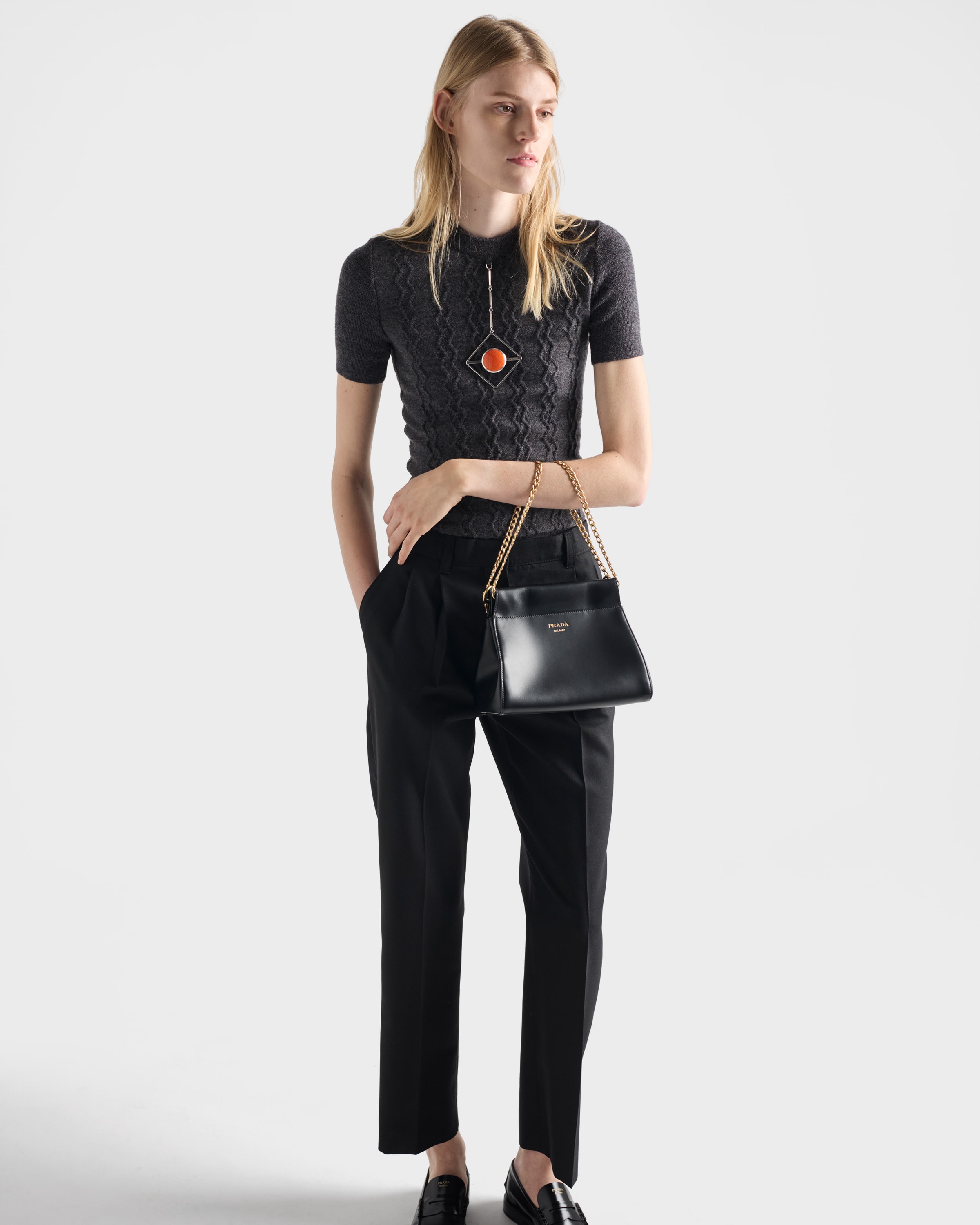 ショルダーバッグ・ポシェット PRADA Women Shoulder Bags 1BH222NOOR064 F0002 BLACK Prada: Women's Cleo Patent Leather Bag (Black) | DSMNY E-SHOP