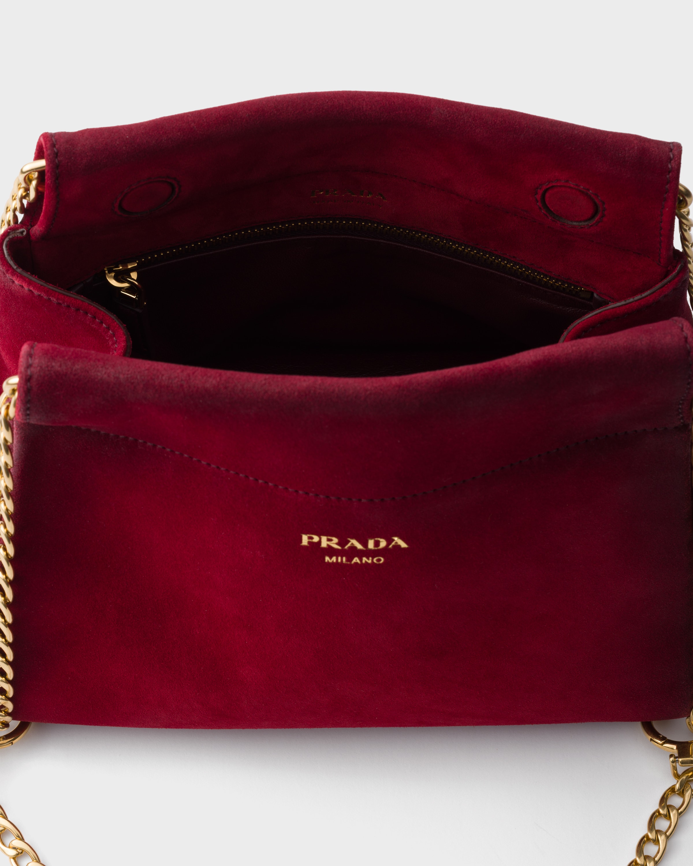 Prada Enchaîné mini suede bag