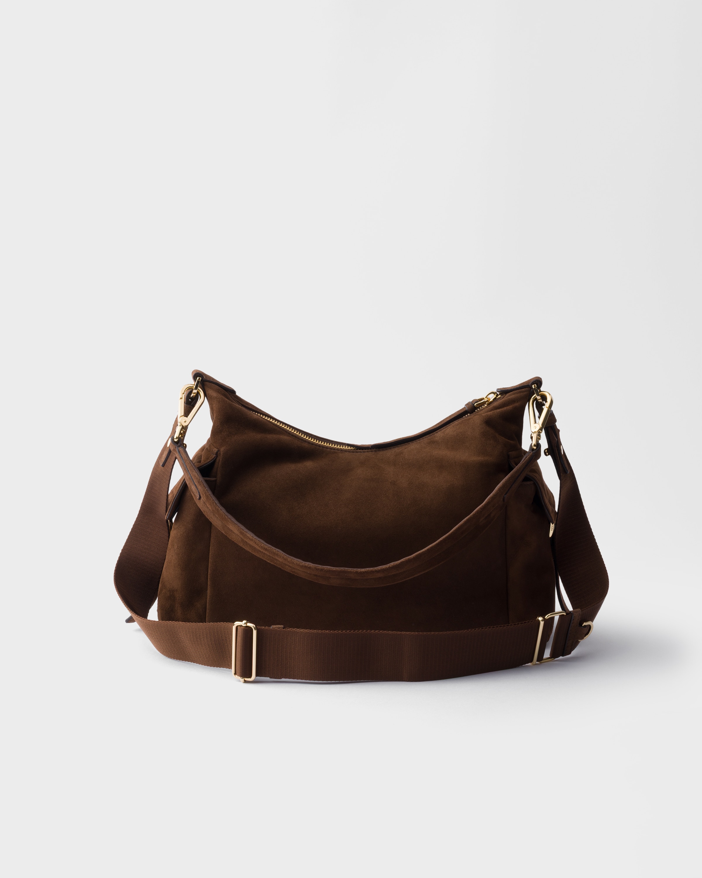 Prada Large Explore Suede Bag In Brown