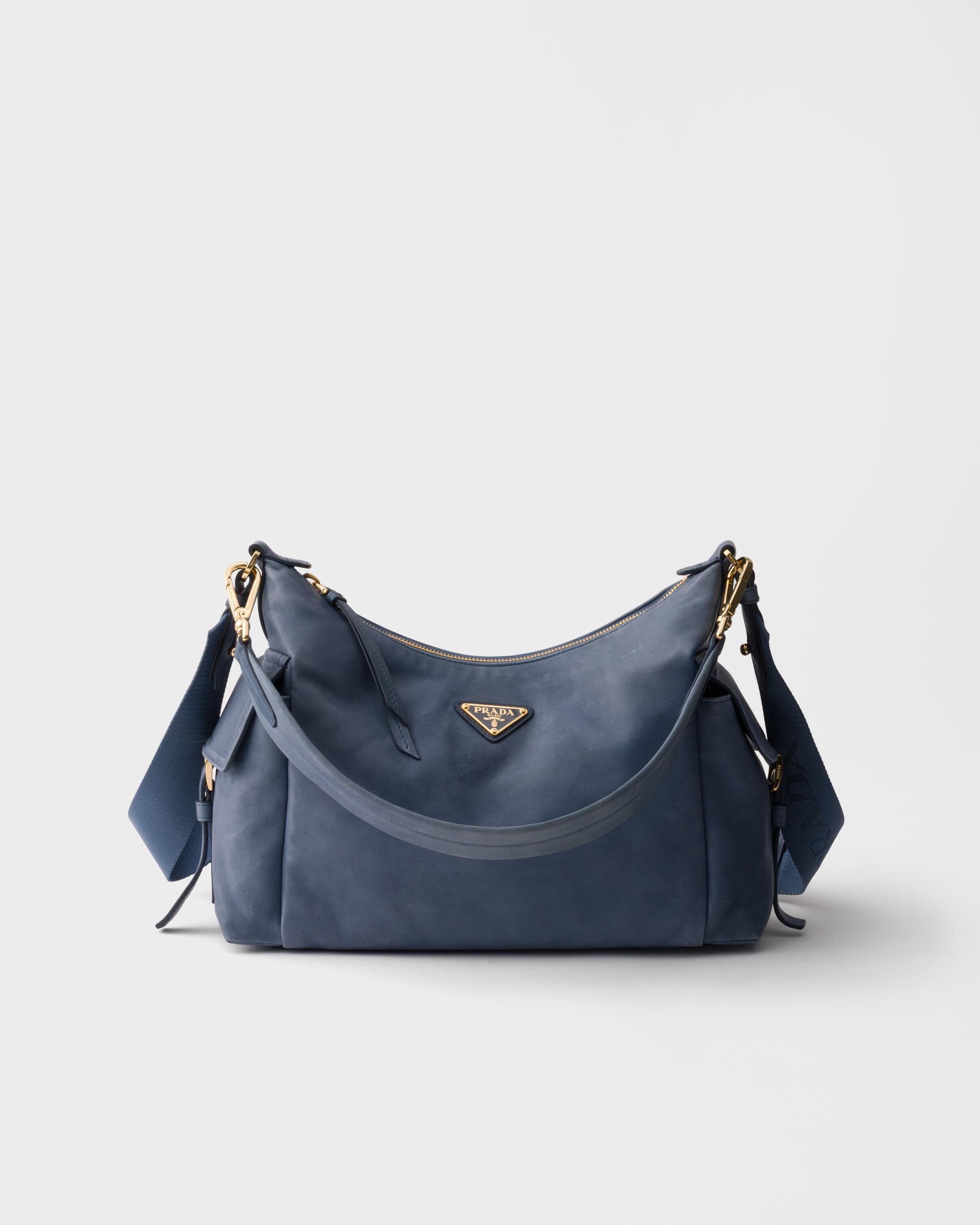 Aviation Blue Prada Explore large nappa leather bag | PRADA