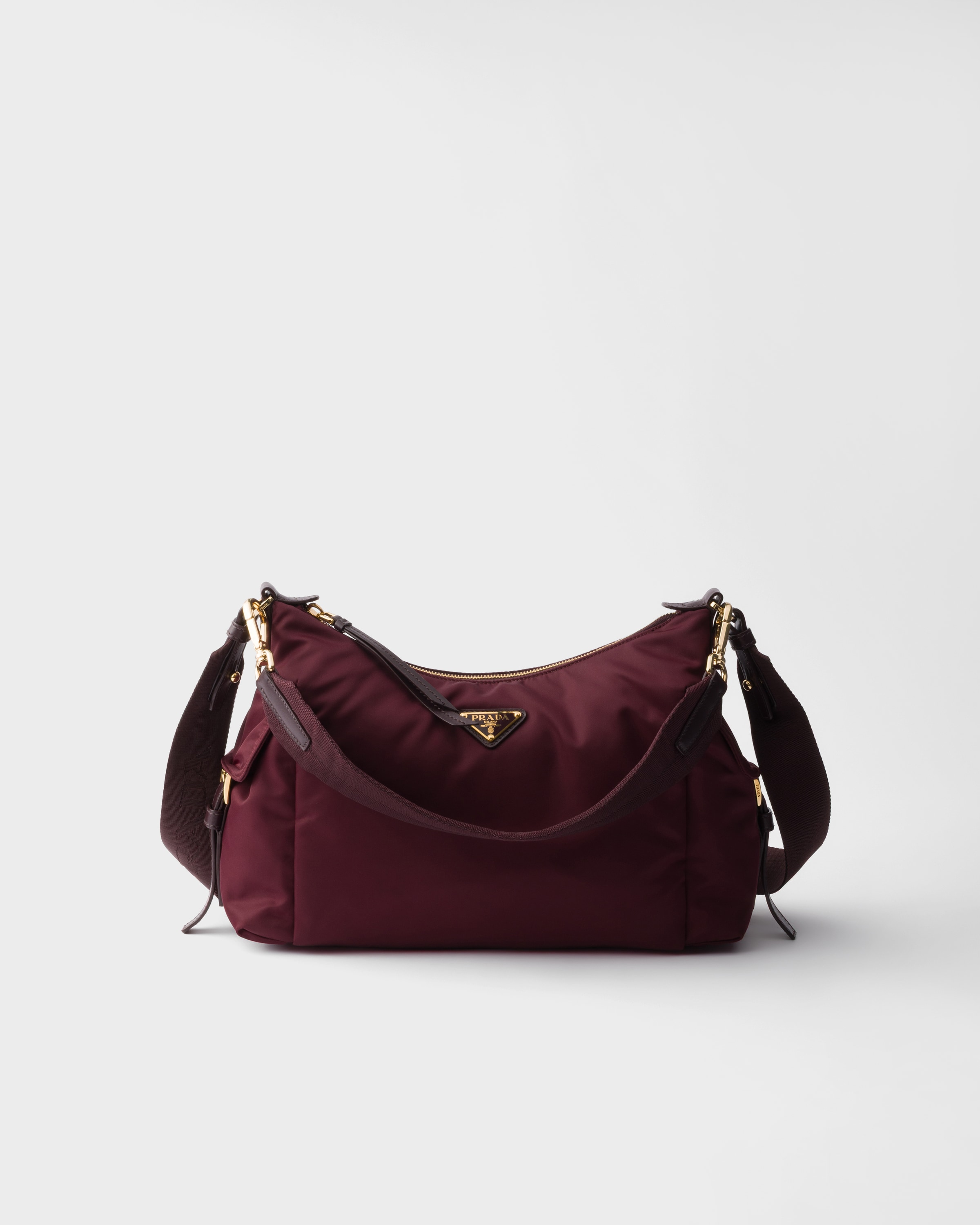 Burgundy Prada Explore Large Re-nylon And Leather Bag | PRADA - Canada