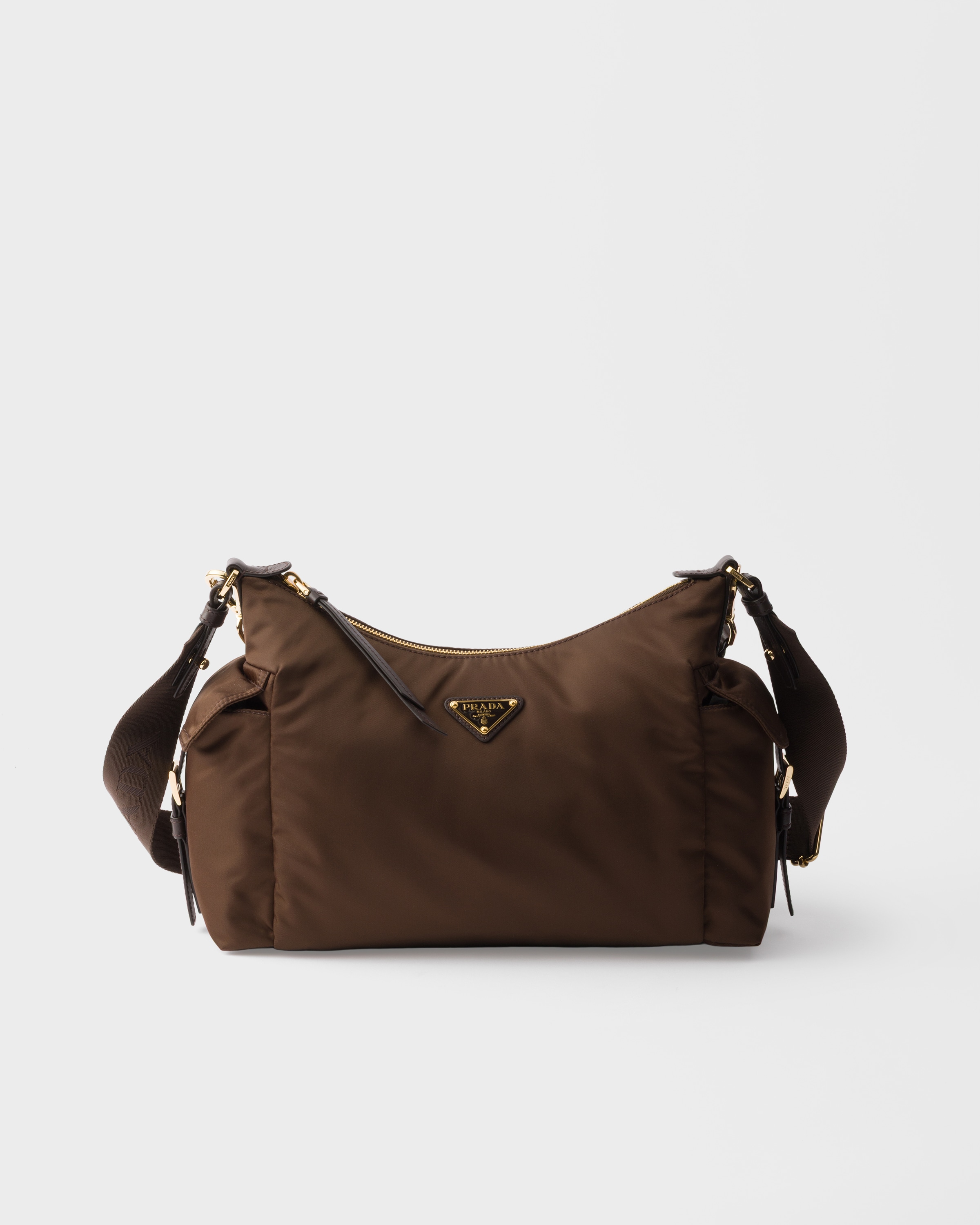 Prada Explore Large Re-nylon And Leather Bag, Woman, Sienna