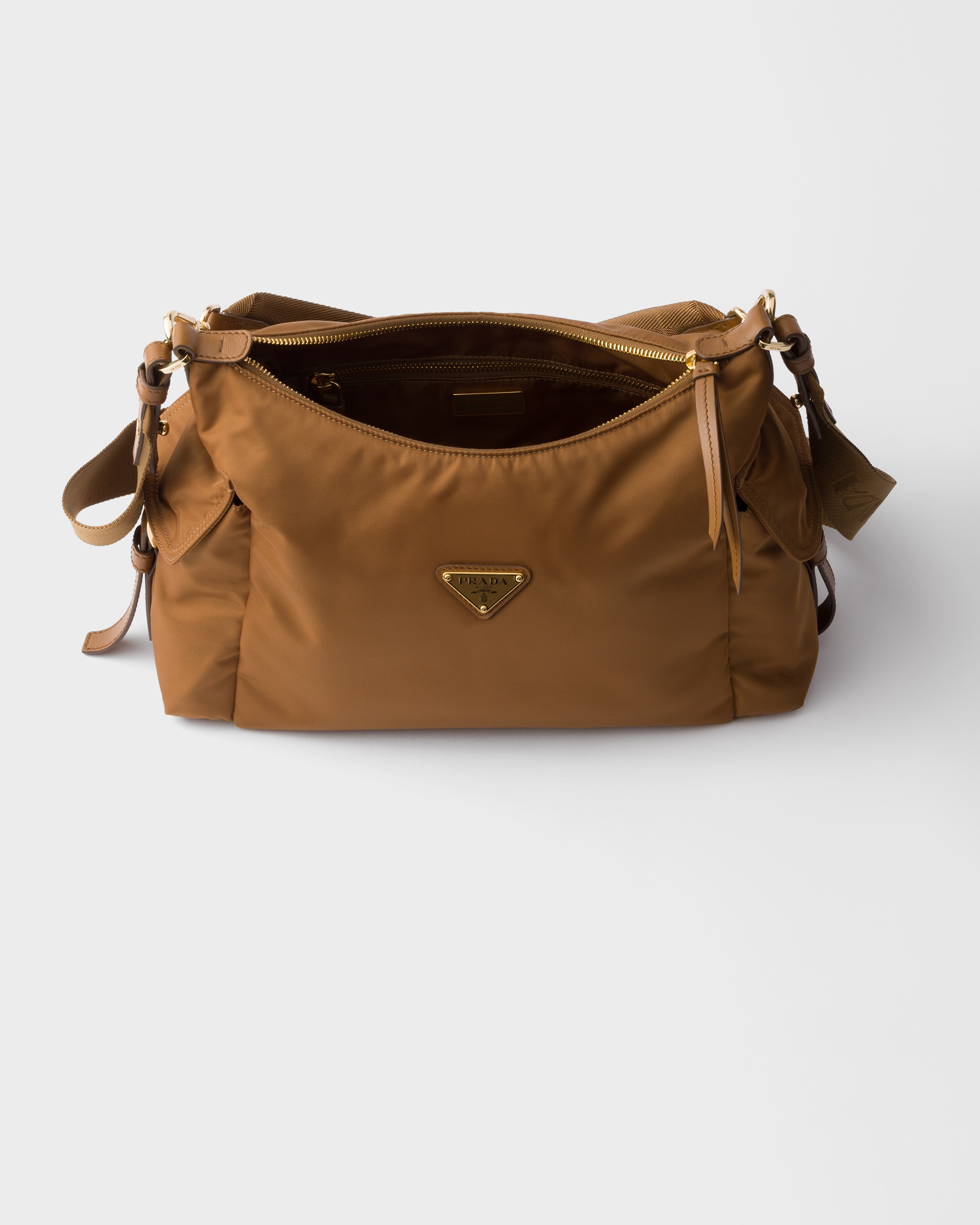 Prada Explore Large Re-nylon And Leather Bag In Brown