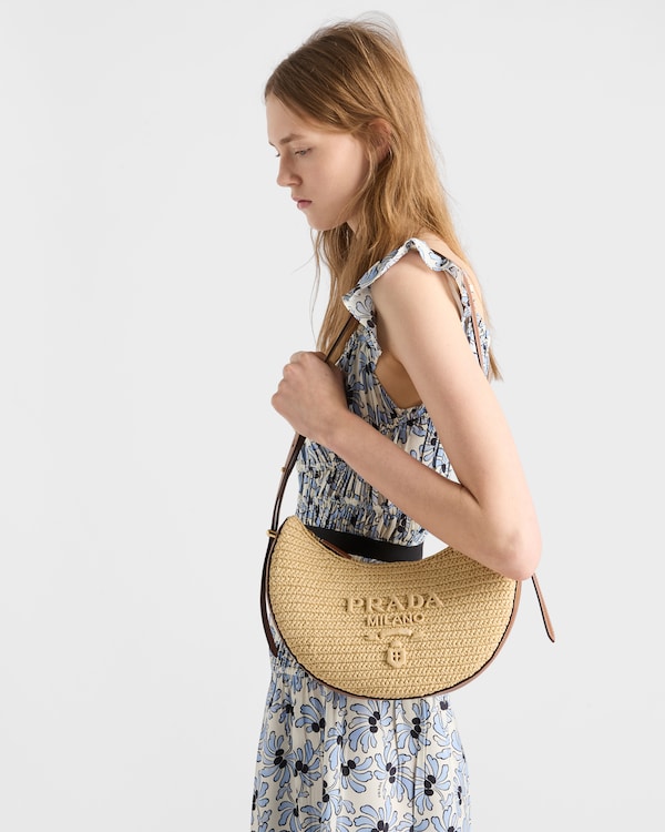 Prada Arqué small crochet and leather bag - Beige/Cognac Prada Arqué small crochet and leather bag - Beige/Cognac