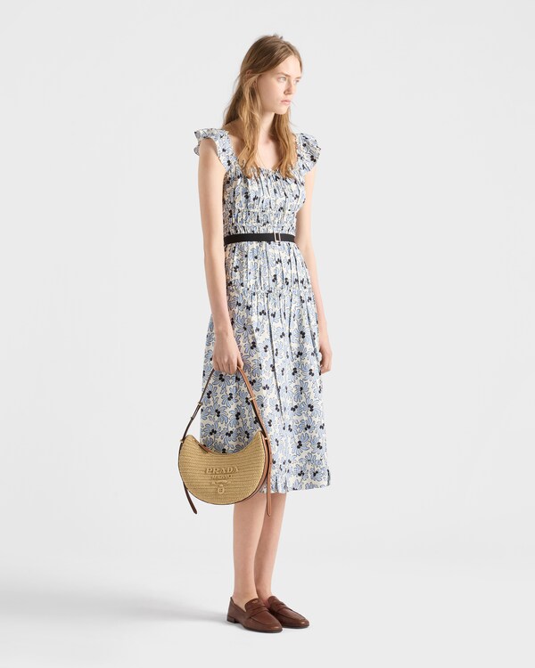 Prada Arqué small crochet and leather bag - Beige/Cognac Prada Arqué small crochet and leather bag - Beige/Cognac