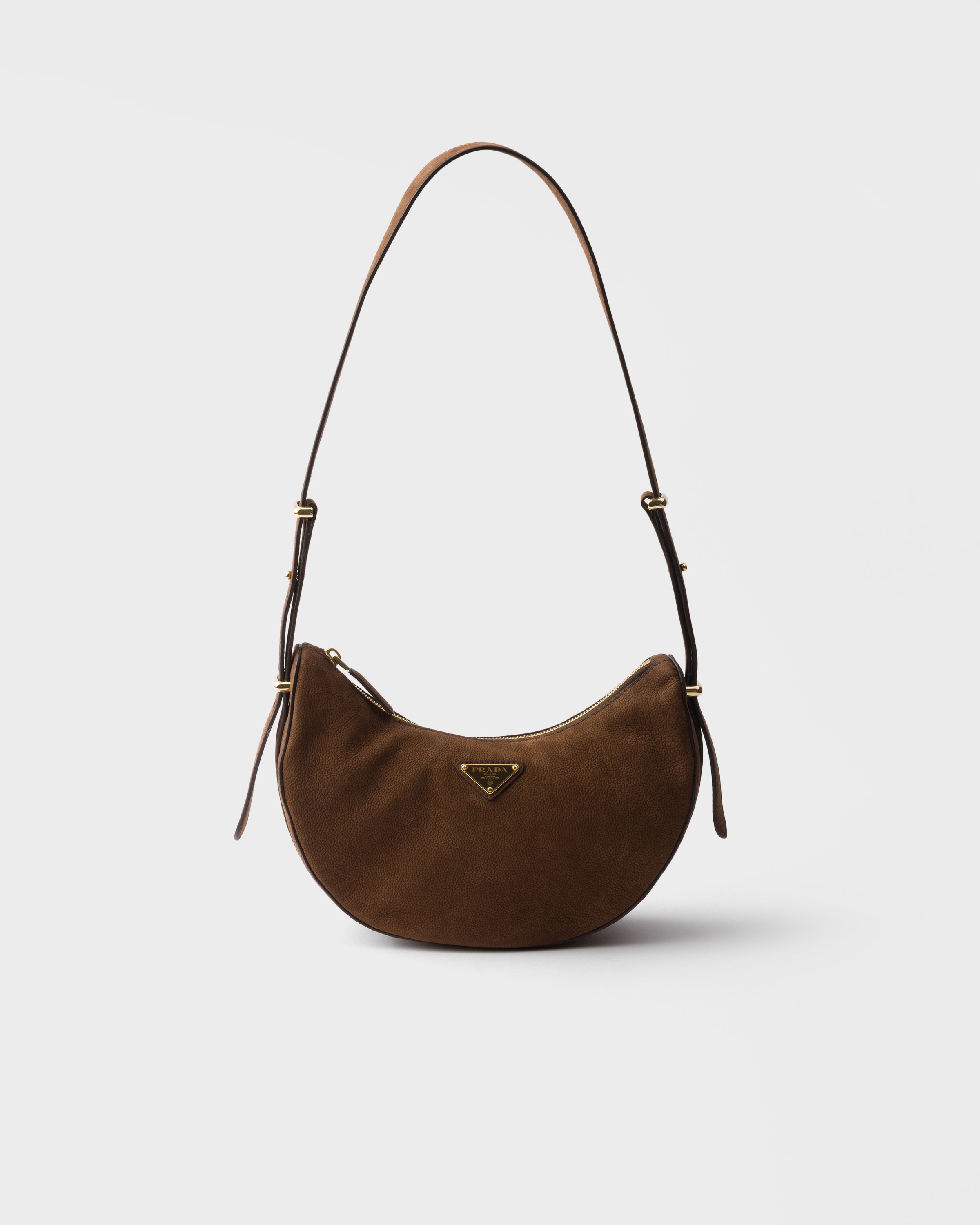 Prada Arqué Small Nubuck Leather Bag, Mujer, Marrón Chocolate