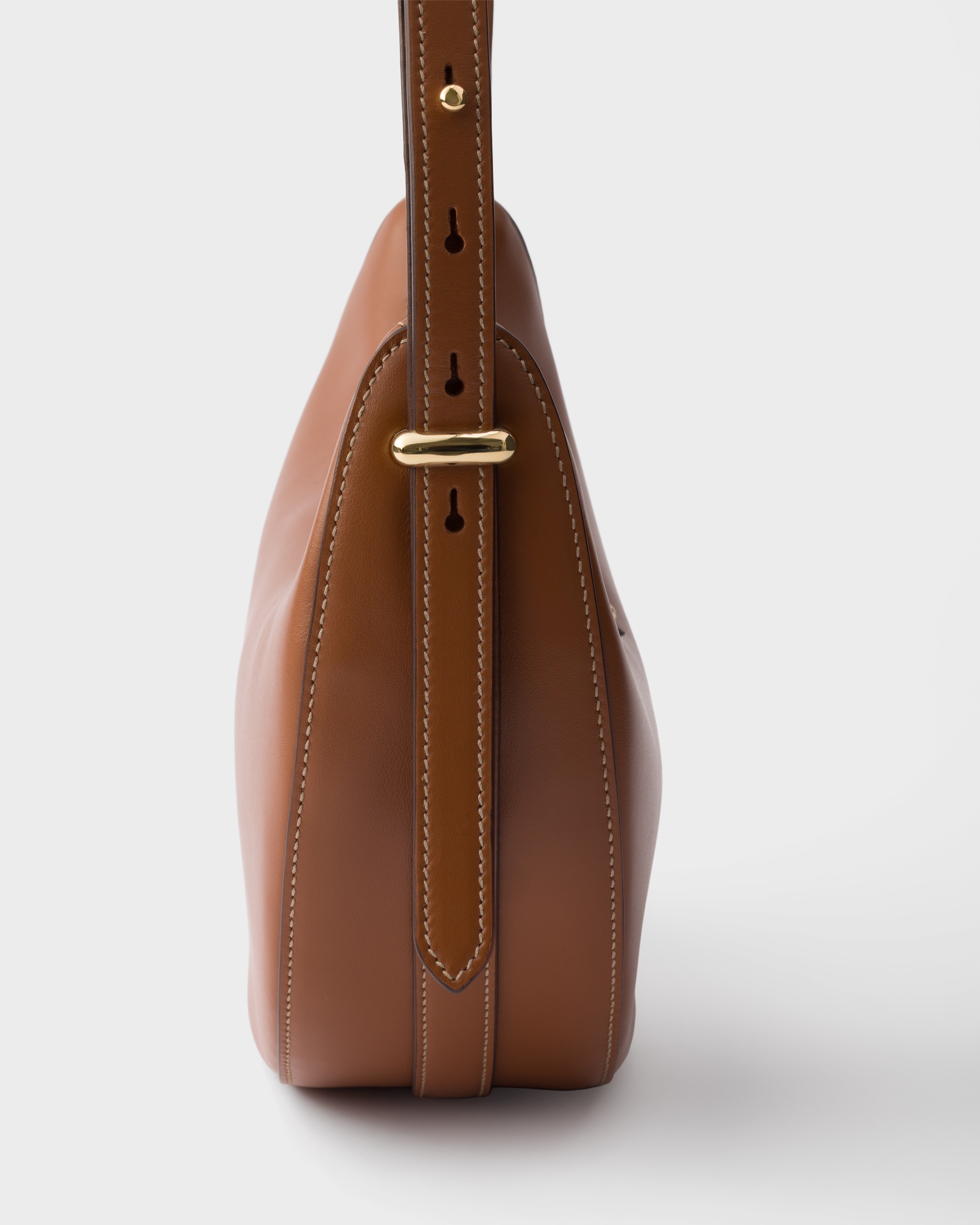 Cognac Prada Arqué Small Leather Shoulder Bag | PRADA - United States