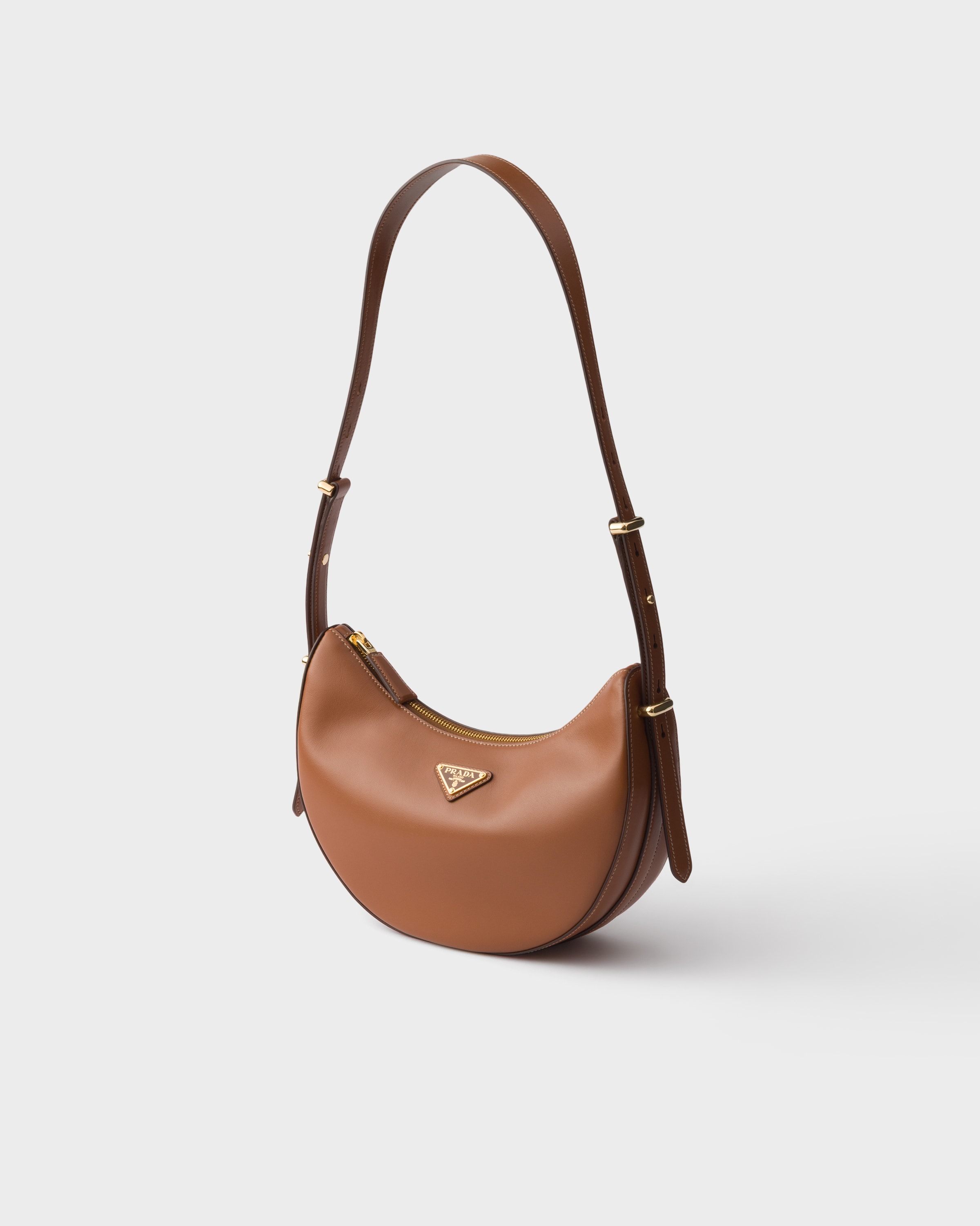 Cognac Prada Arqué small leather shoulder bag | PRADA - United States