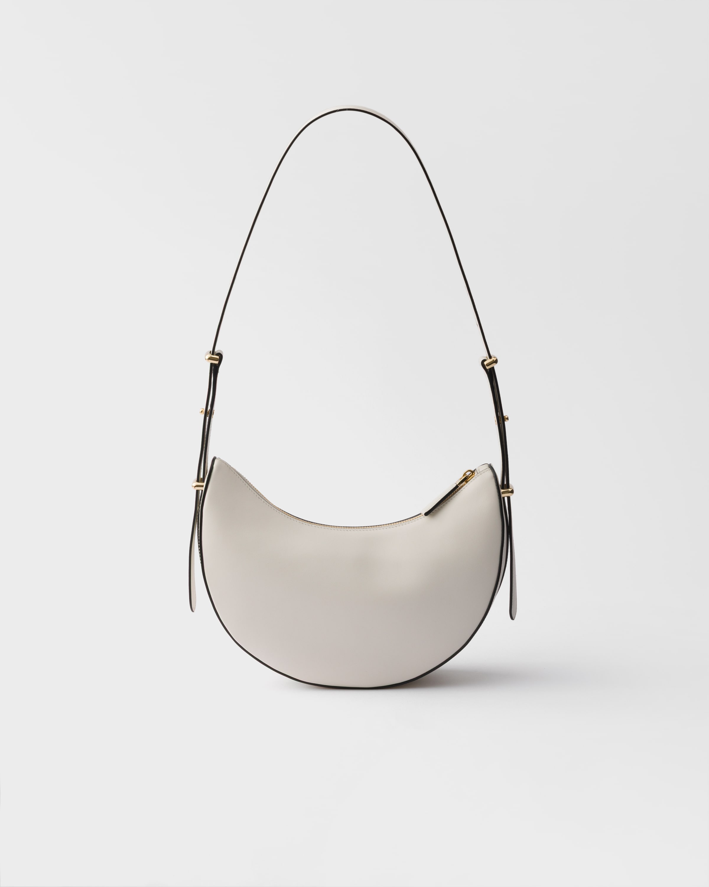 White Prada Arqué Small Leather Shoulder Bag | PRADA - United States