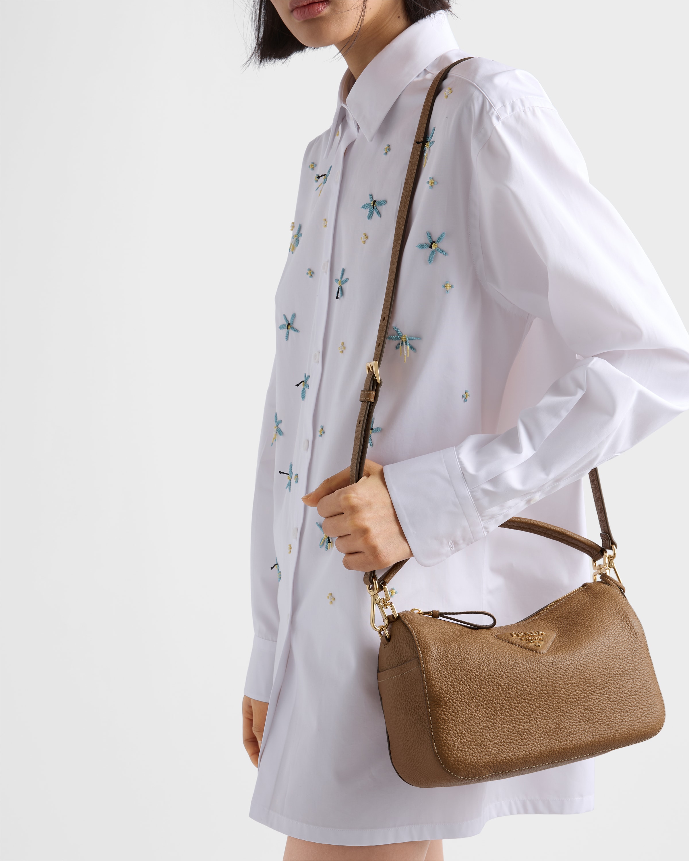 Caramel Small leather bag | PRADA - United States