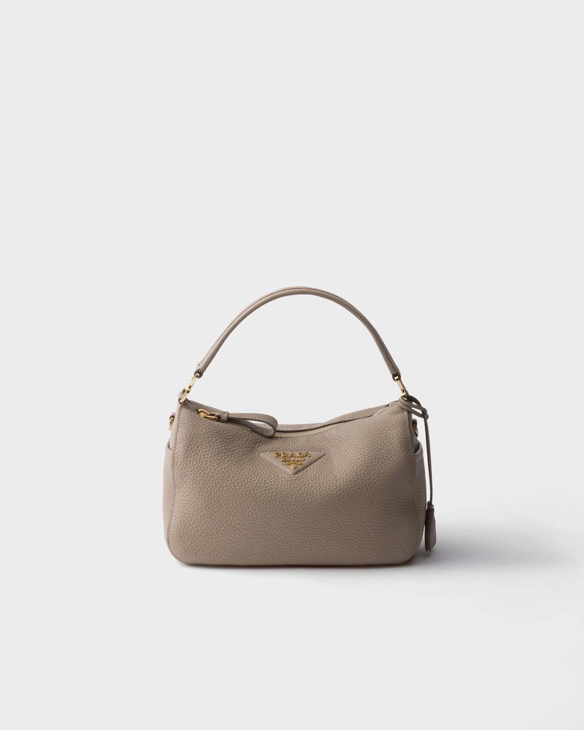 Prada Clay Gray Small Leather Shoulder Bag