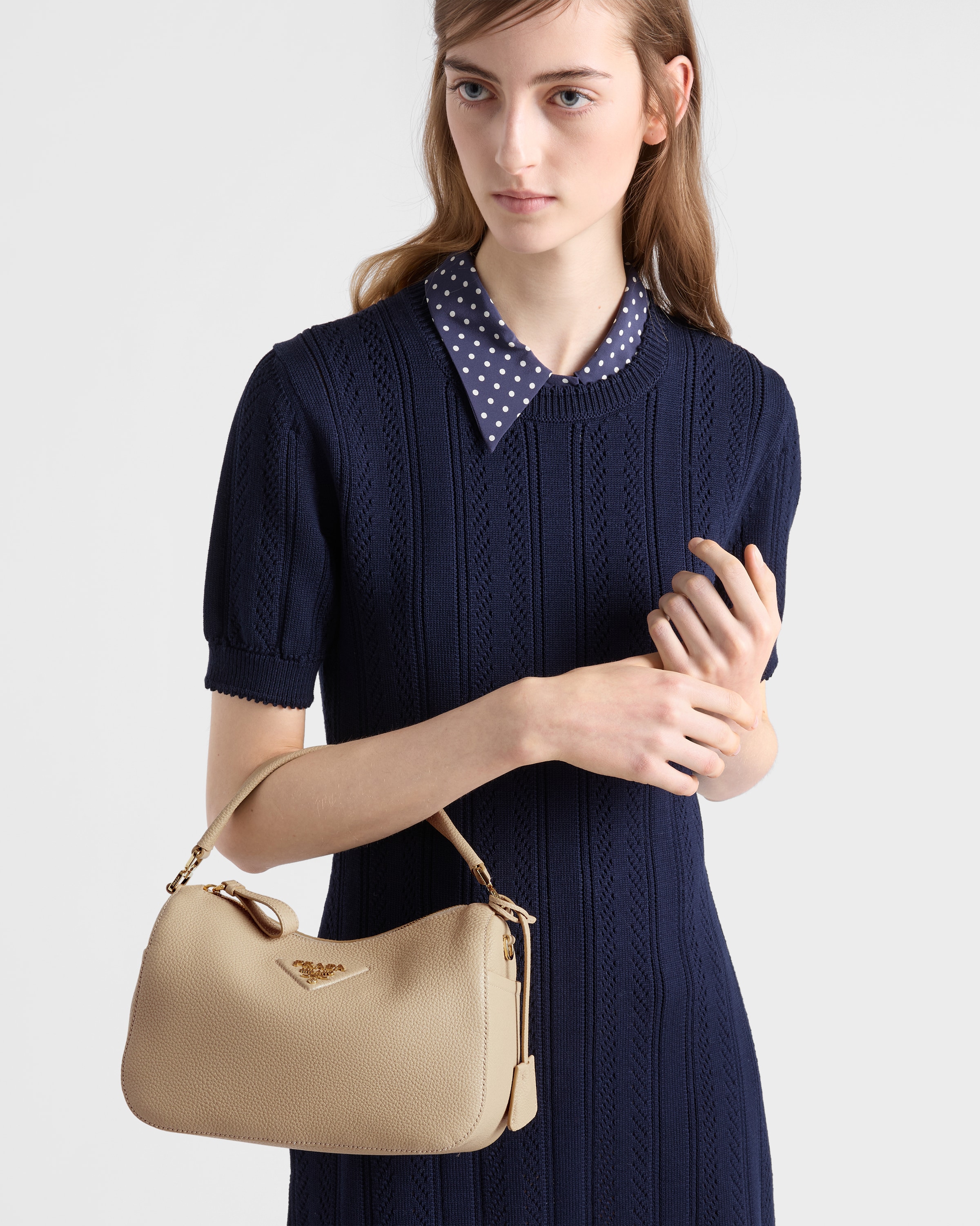 Sand Beige Small Leather Bag | PRADA - United States