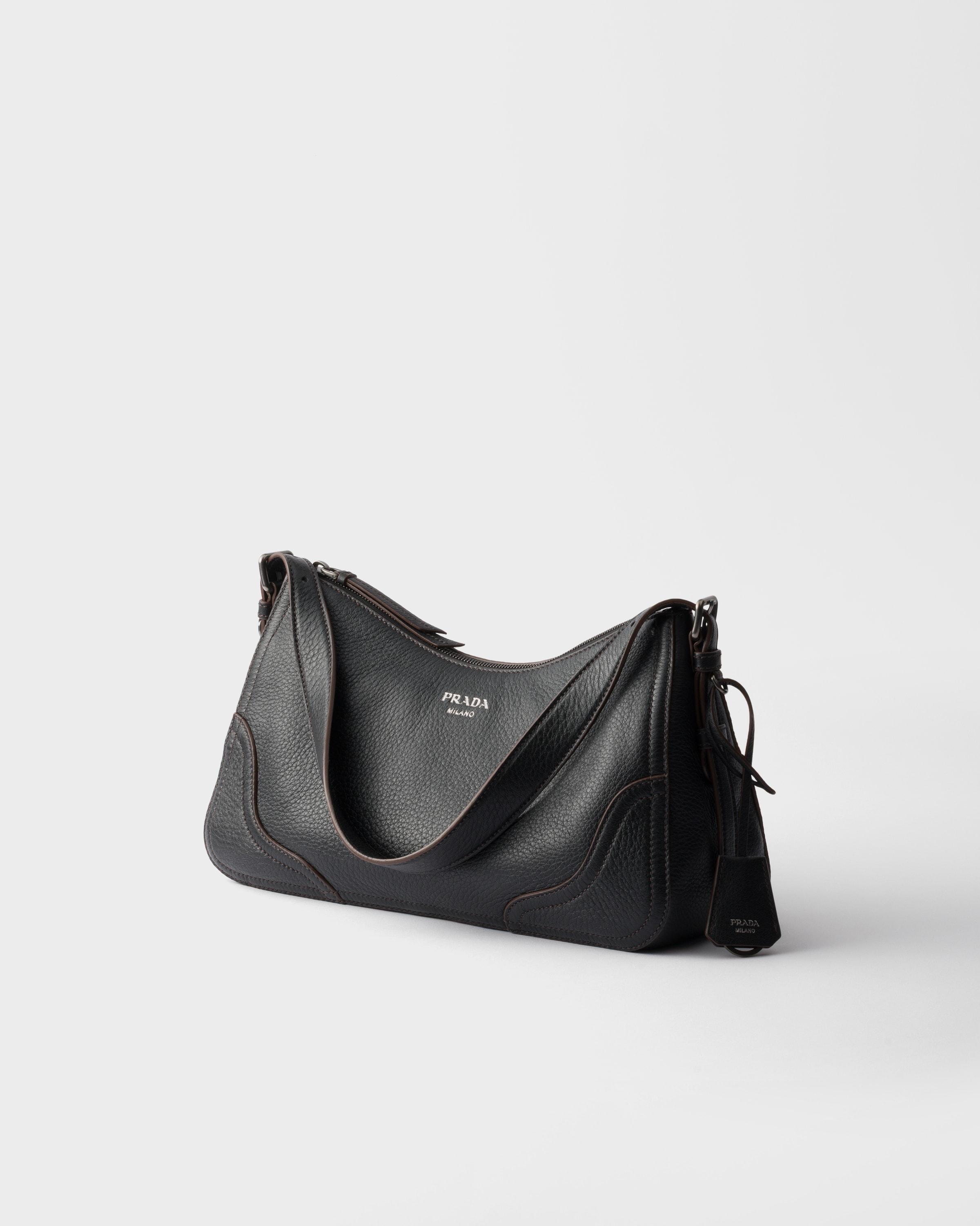 ブラック プラダ エメ ラージ レザー ショルダーバッグ | PRADA