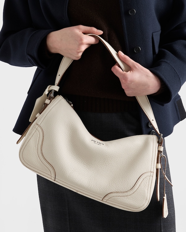 Prada Aimèe large leather shoulder bag - Chalk White Prada Aimèe large leather shoulder bag - Chalk White