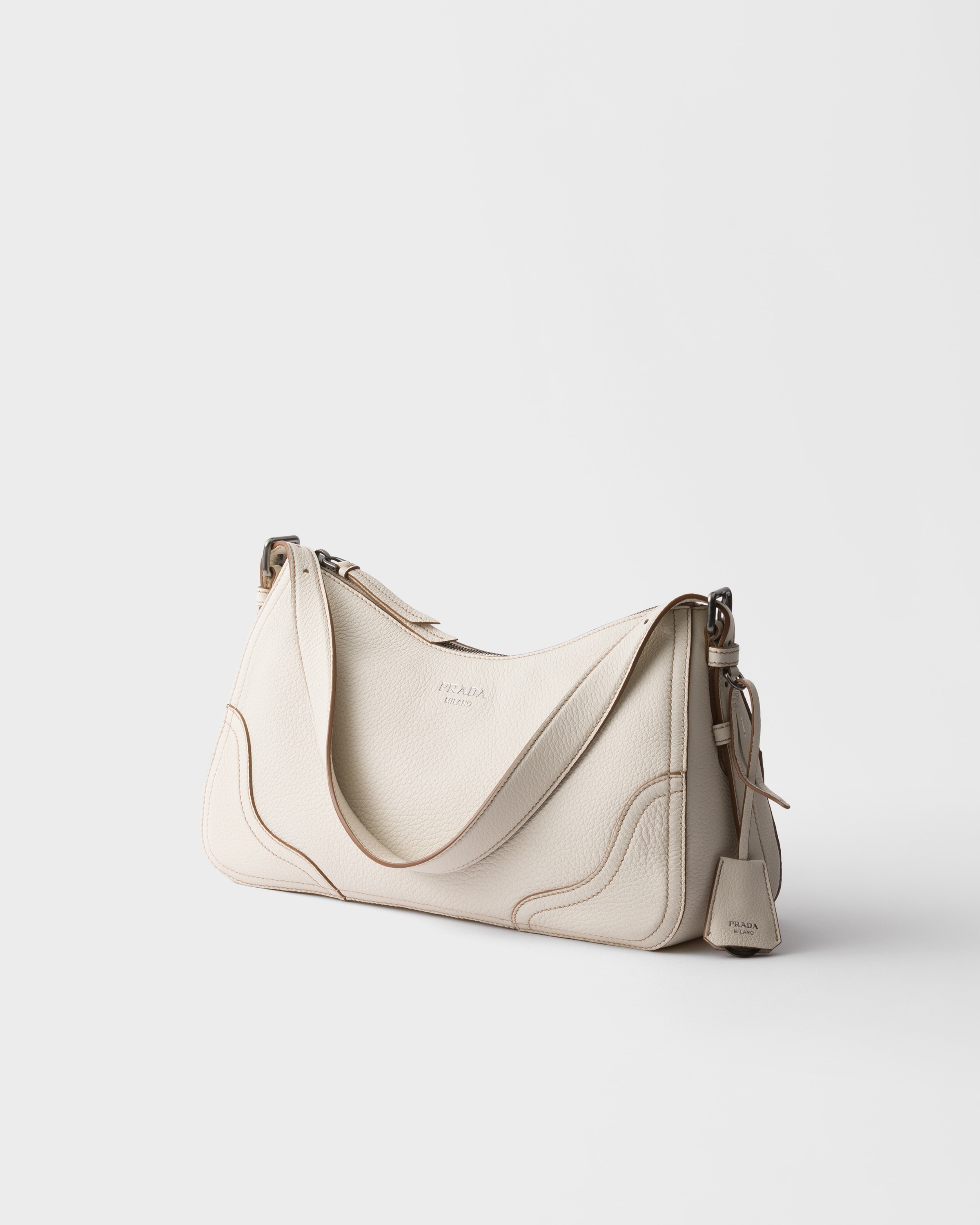 Chalk White Prada Aimèe large leather shoulder bag | PRADA