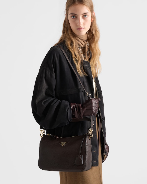 Medium leather shoulder bag - Dark Brown Medium leather shoulder bag - Dark Brown