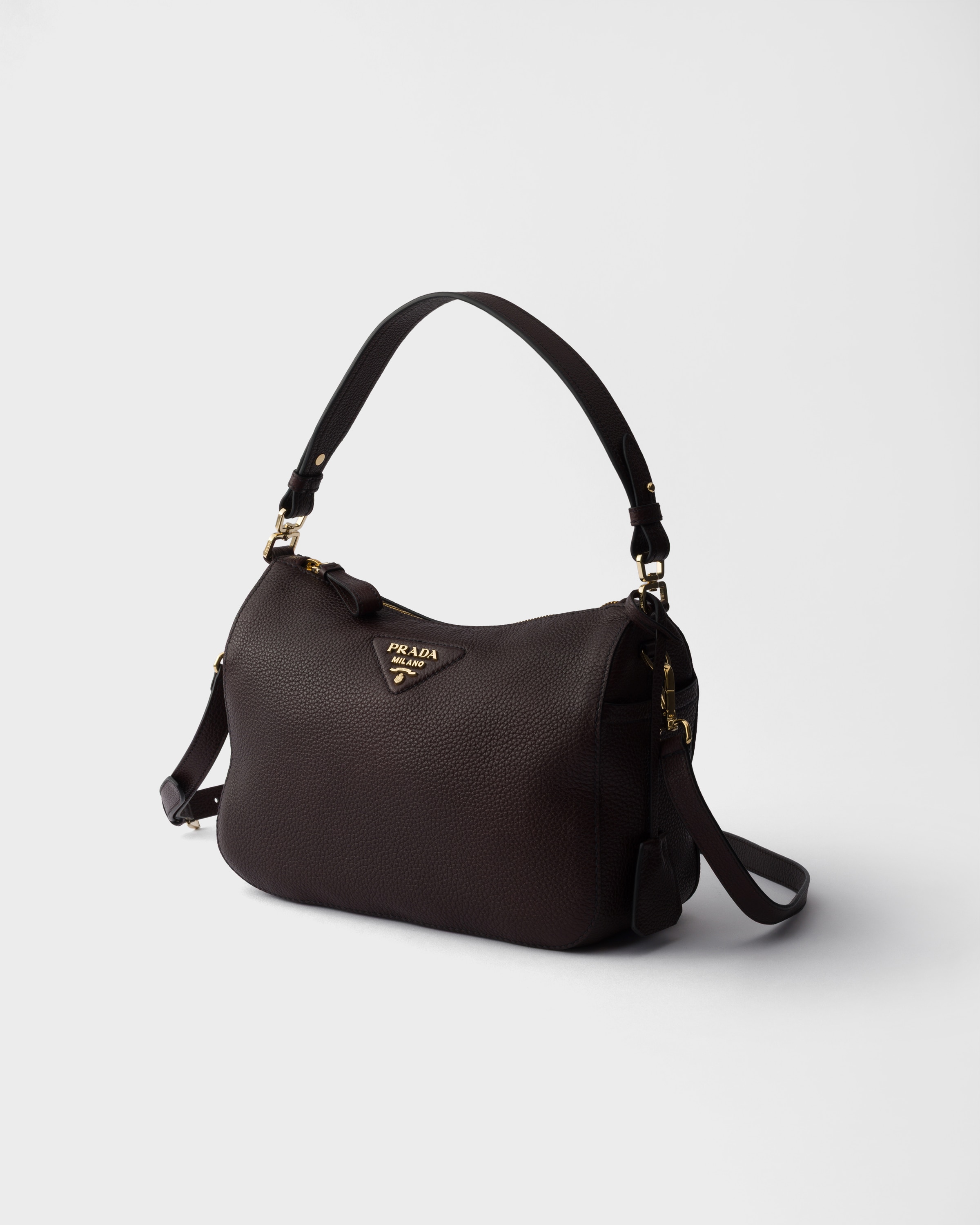 Dark Brown Medium Leather Shoulder Bag | PRADA - United States