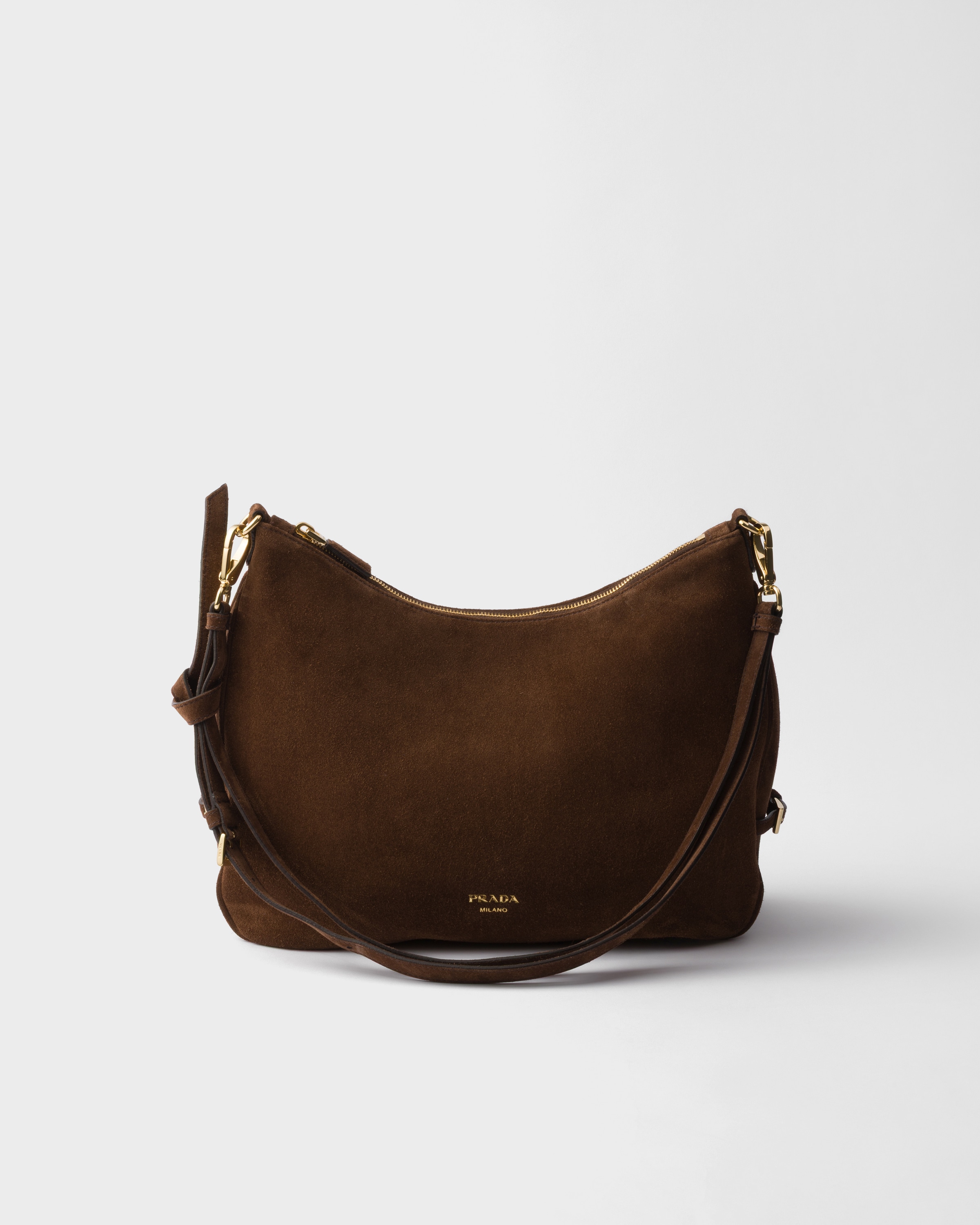 Cocoa Brown Prada Fold large suede bag | PRADA - United States
