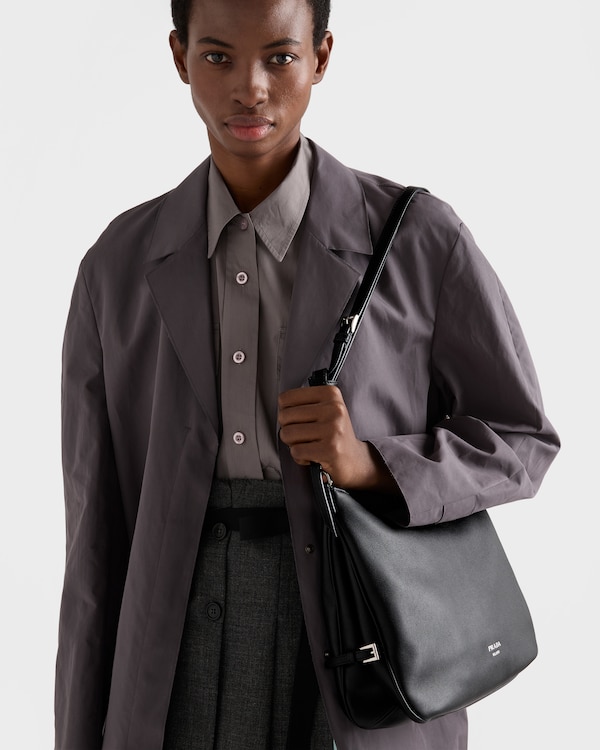 Prada Fold large leather shoulder bag - Black Prada Fold large leather shoulder bag - Black