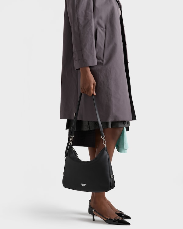 Prada Fold large leather shoulder bag - Black Prada Fold large leather shoulder bag - Black