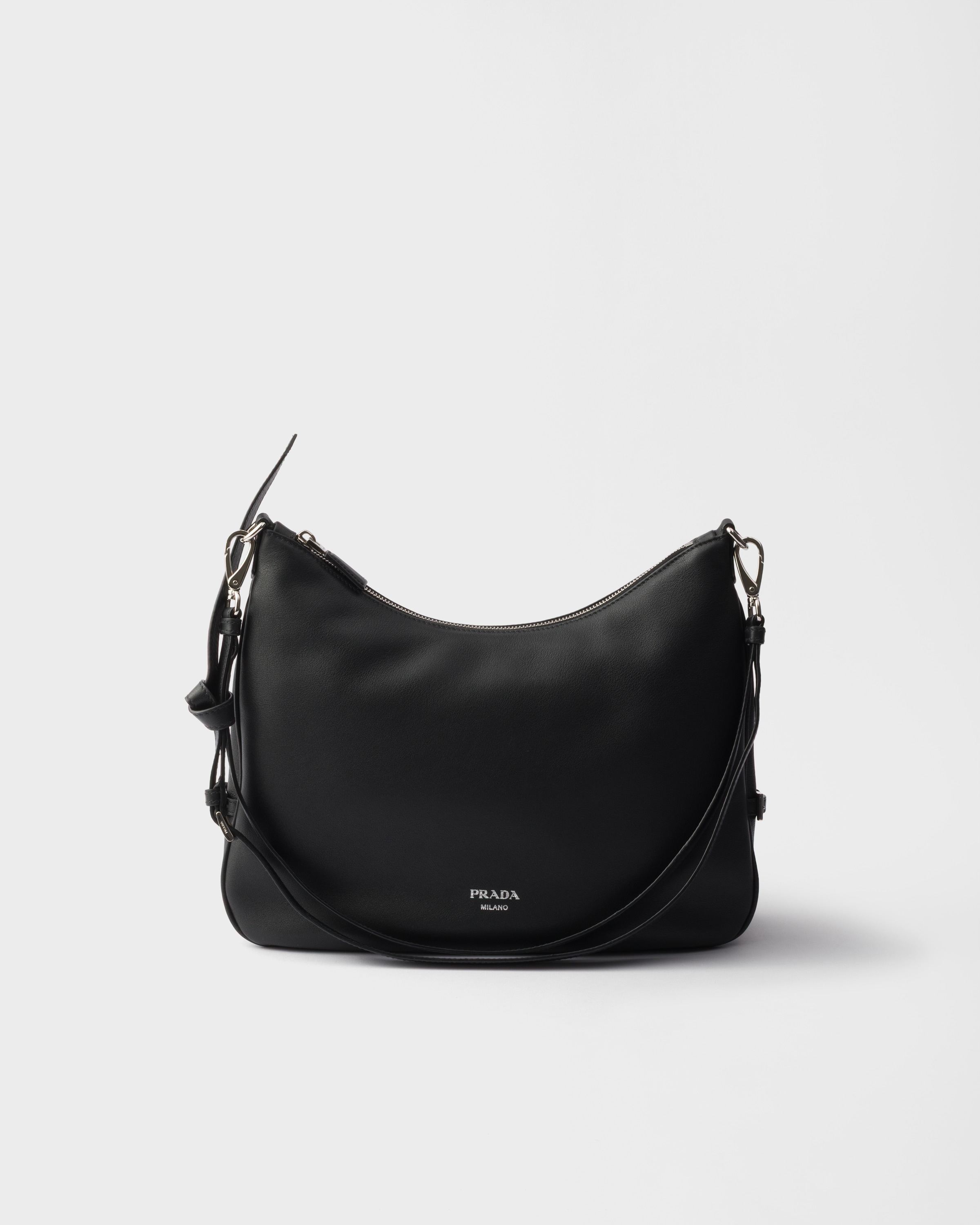 Black Prada Fold Large Leather Shoulder Bag | PRADA